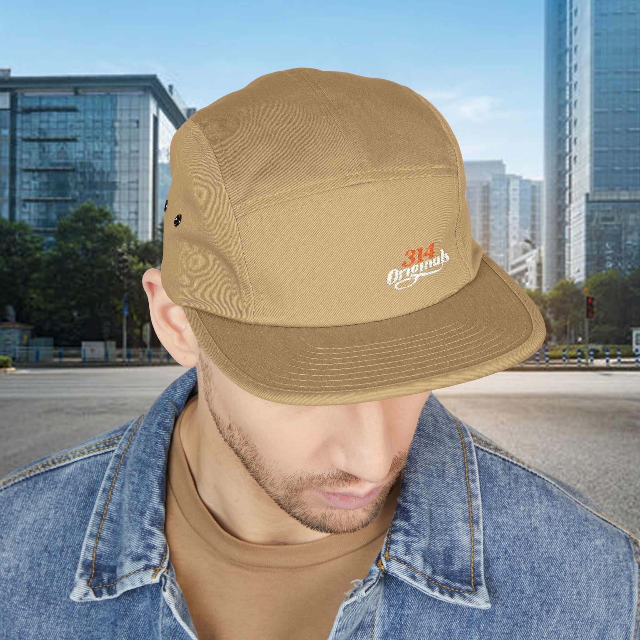 Retro Script Logo Embroidered 5-Panel Cap — - 314 Originals