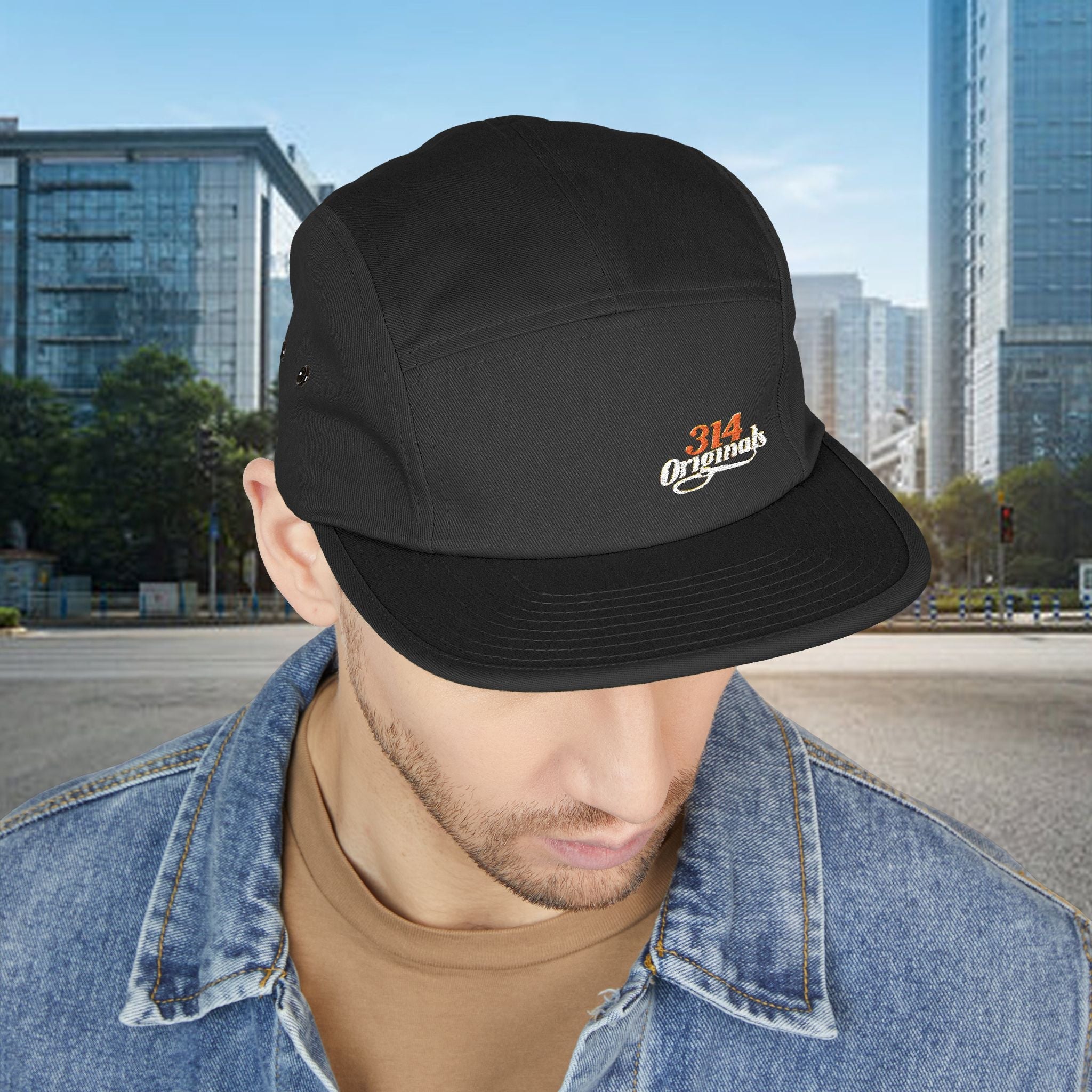 Retro Script Logo Embroidered 5-Panel Cap — - 314 Originals