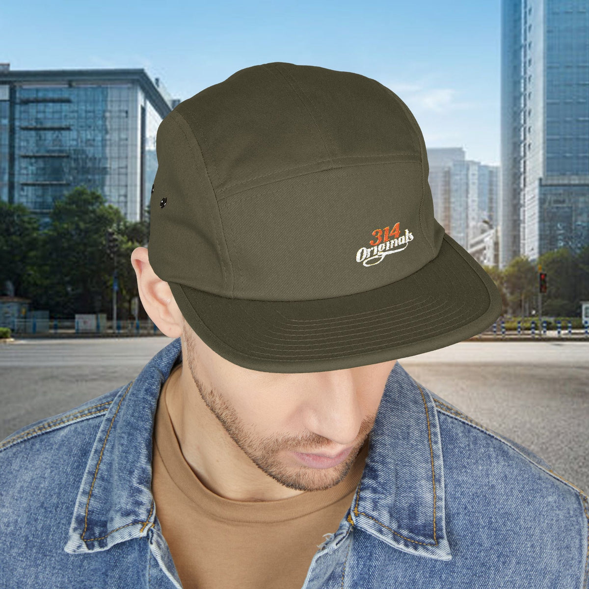 Retro Script Logo Embroidered 5-Panel Cap — - 314 Originals
