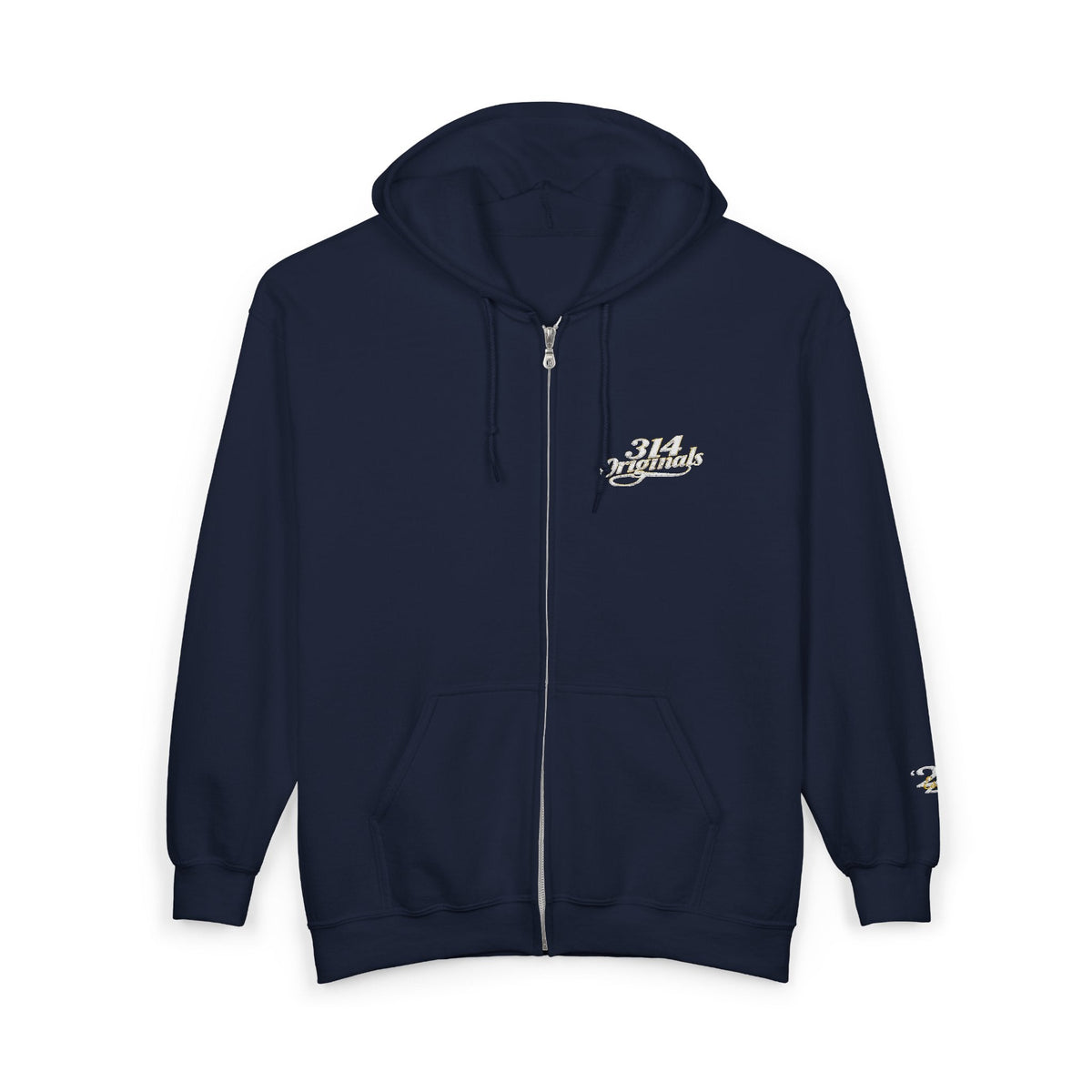 Retro Script Zip Hoodie — Chest Logo - 314 Originals