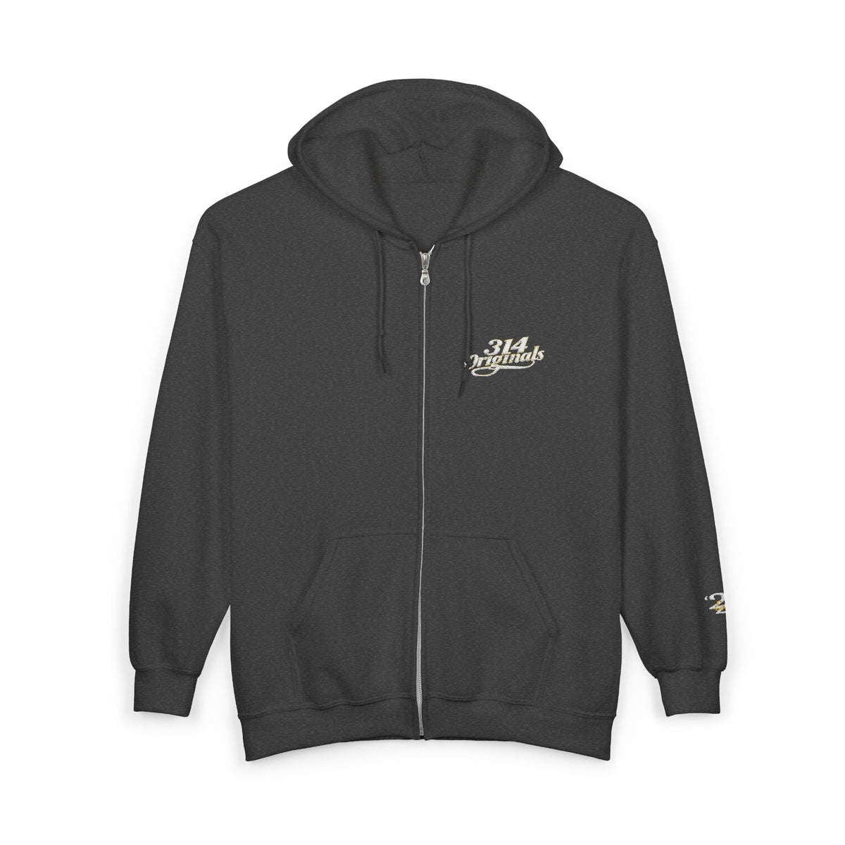 Retro Script Zip Hoodie — Chest Logo - 314 Originals