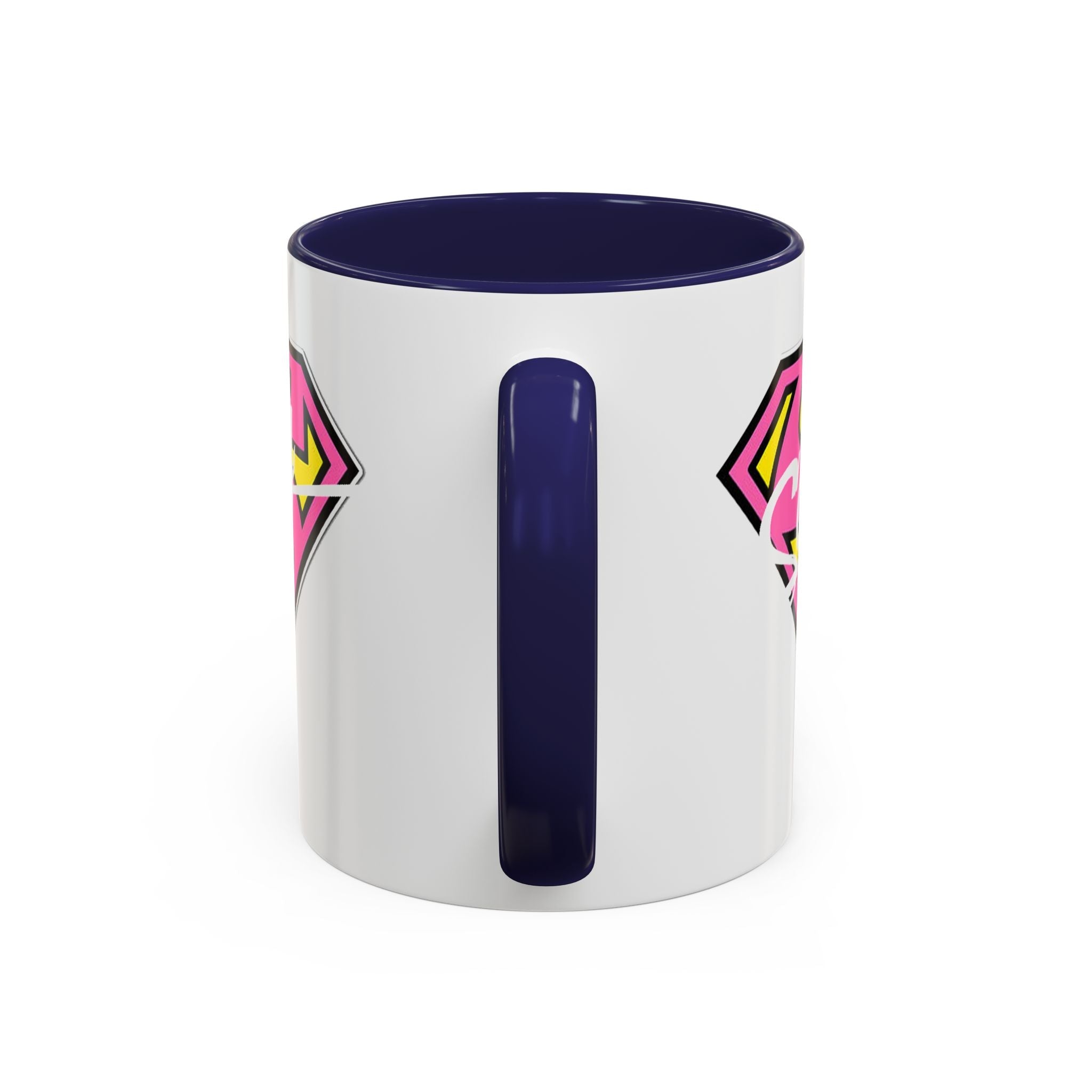 Sassy Supergirl Accent Coffee Mug – Pink & Yellow Super S Logo (11/15oz) - 314 Originals