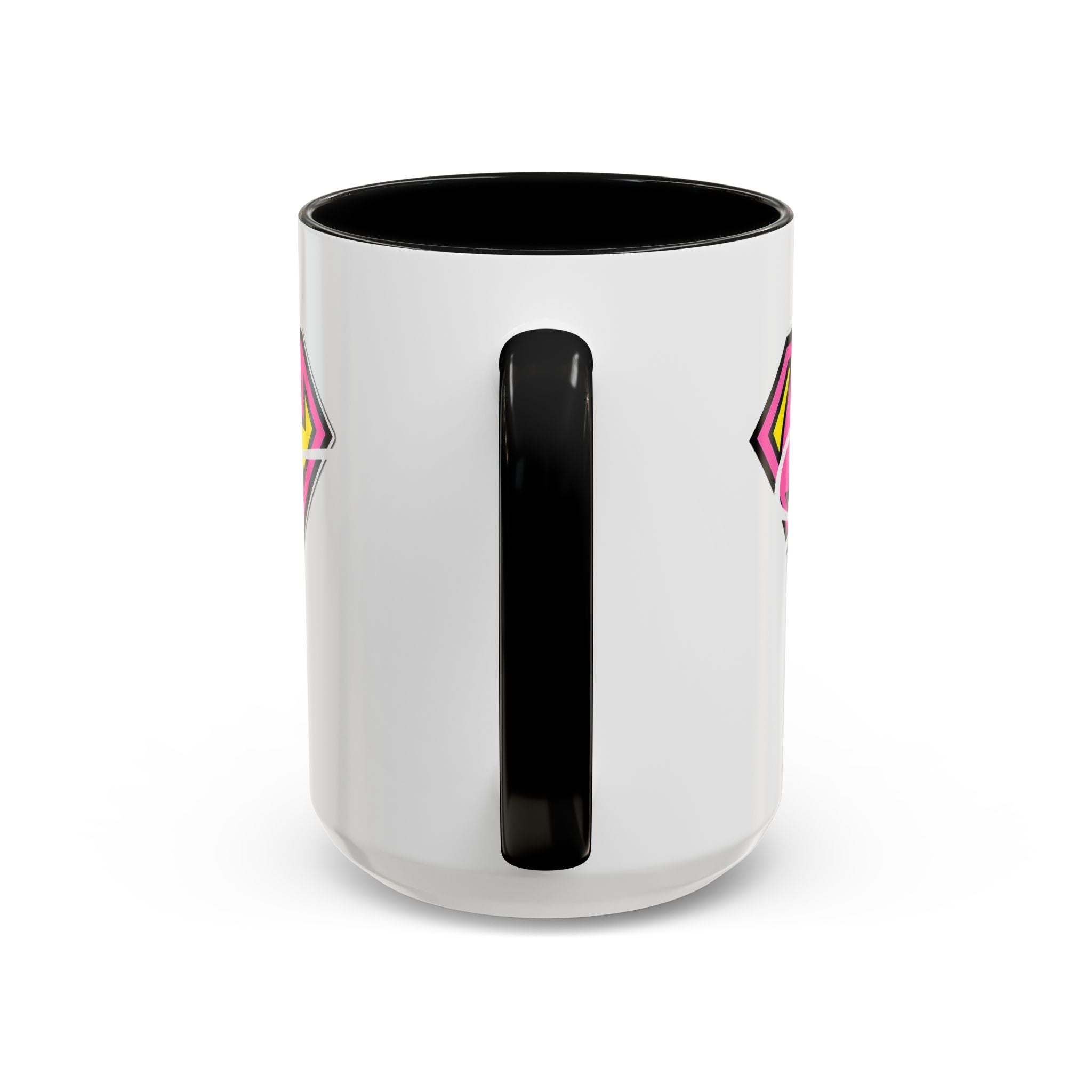 Sassy Supergirl Accent Coffee Mug – Pink & Yellow Super S Logo (11/15oz) - 314 Originals