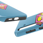 Sassy Superhero Tough Phone Case — Bold Pink & Yellow Emblem on Blue - 314 Originals