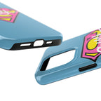 Sassy Superhero Tough Phone Case — Bold Pink & Yellow Emblem on Blue - 314 Originals
