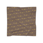 Silky Brown Logo Scarf — Gold Script Pattern Polyester Scarf - 314 Originals