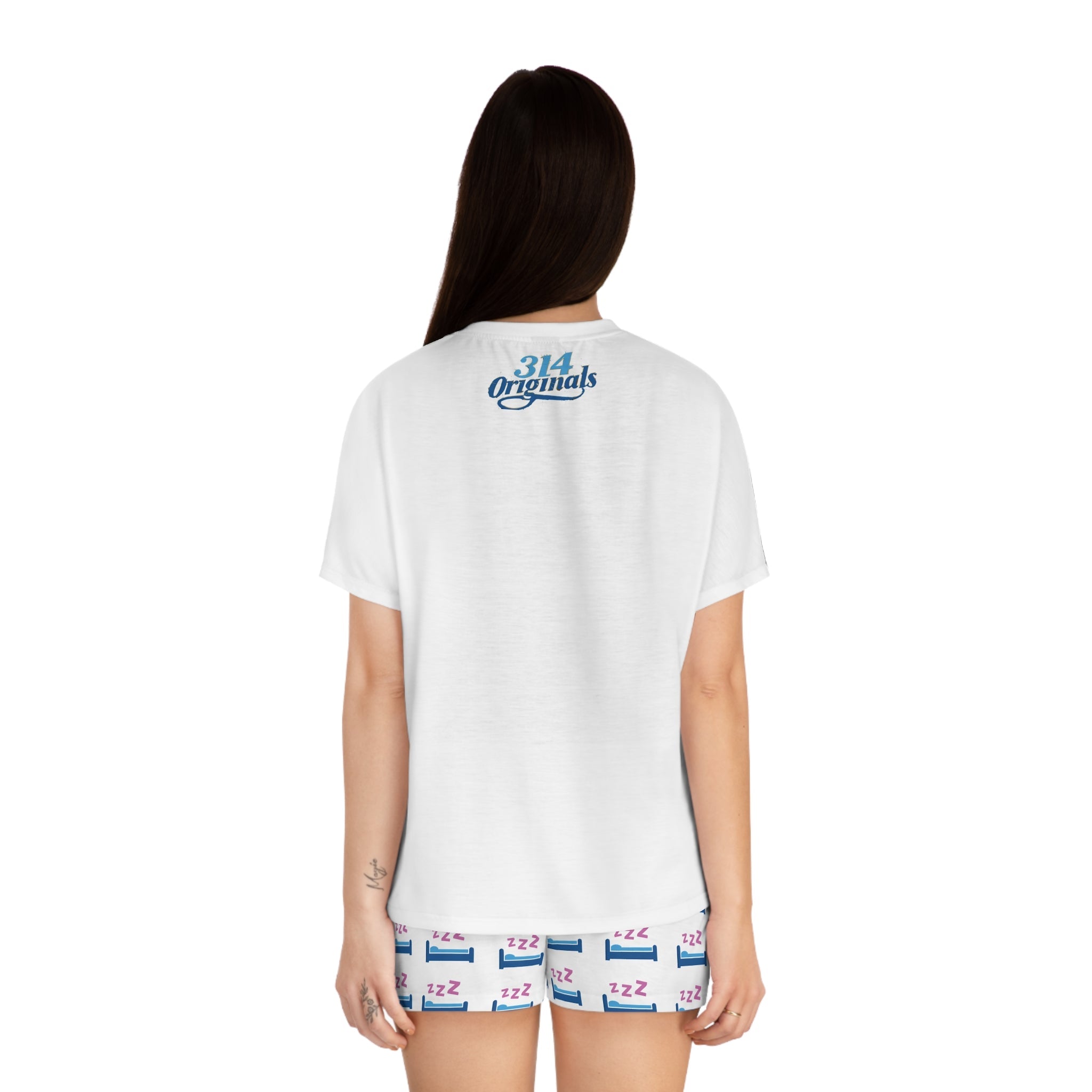 Sleep Over Everything Women's Short Pajama Set — 'Sleep Over' ZZZ Bed Graphic Shorts - 314 Originals