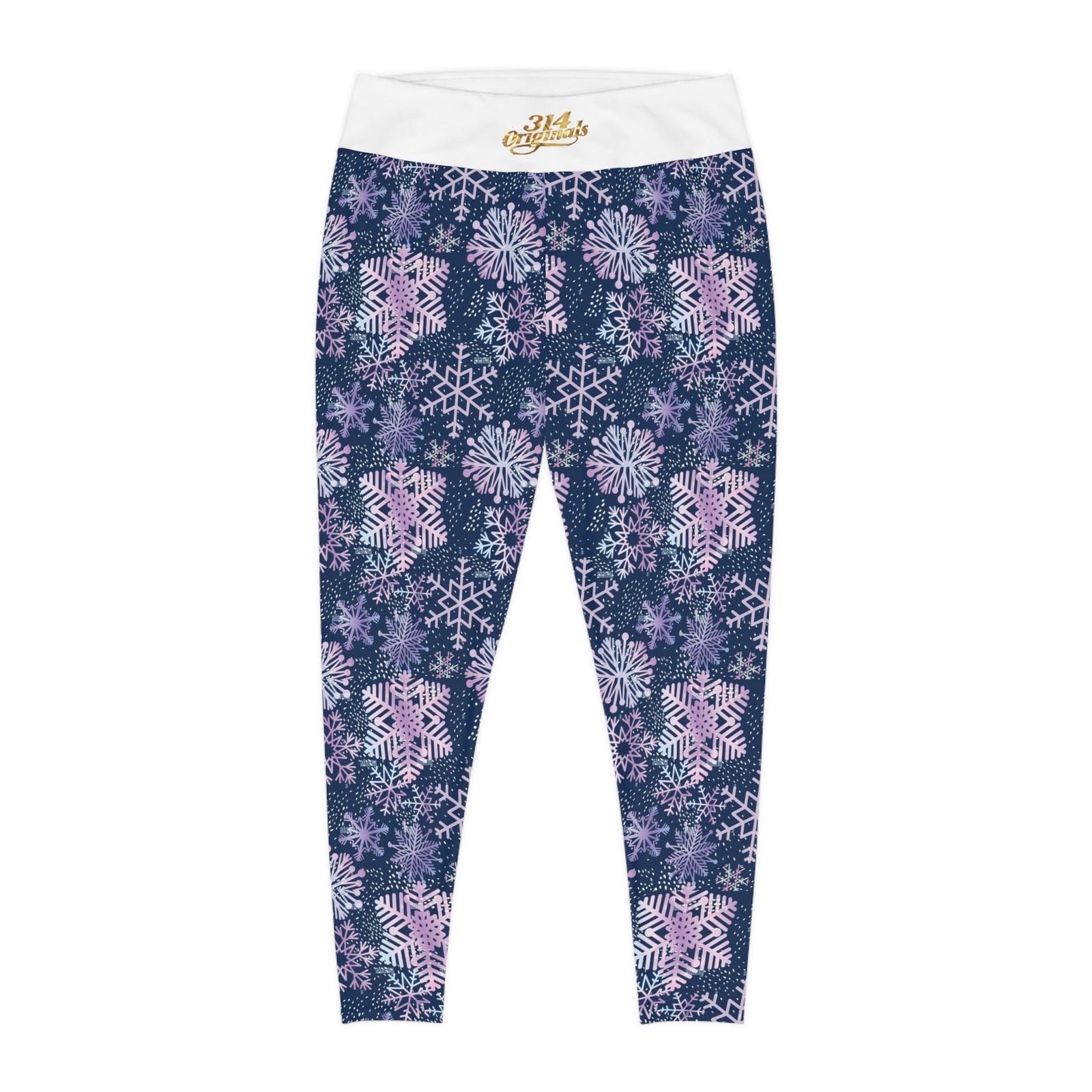Snowflake Plus Size Leggings — Subtle Side Script Graphic, Comfortable Everyday Activewear - 314 Originals
