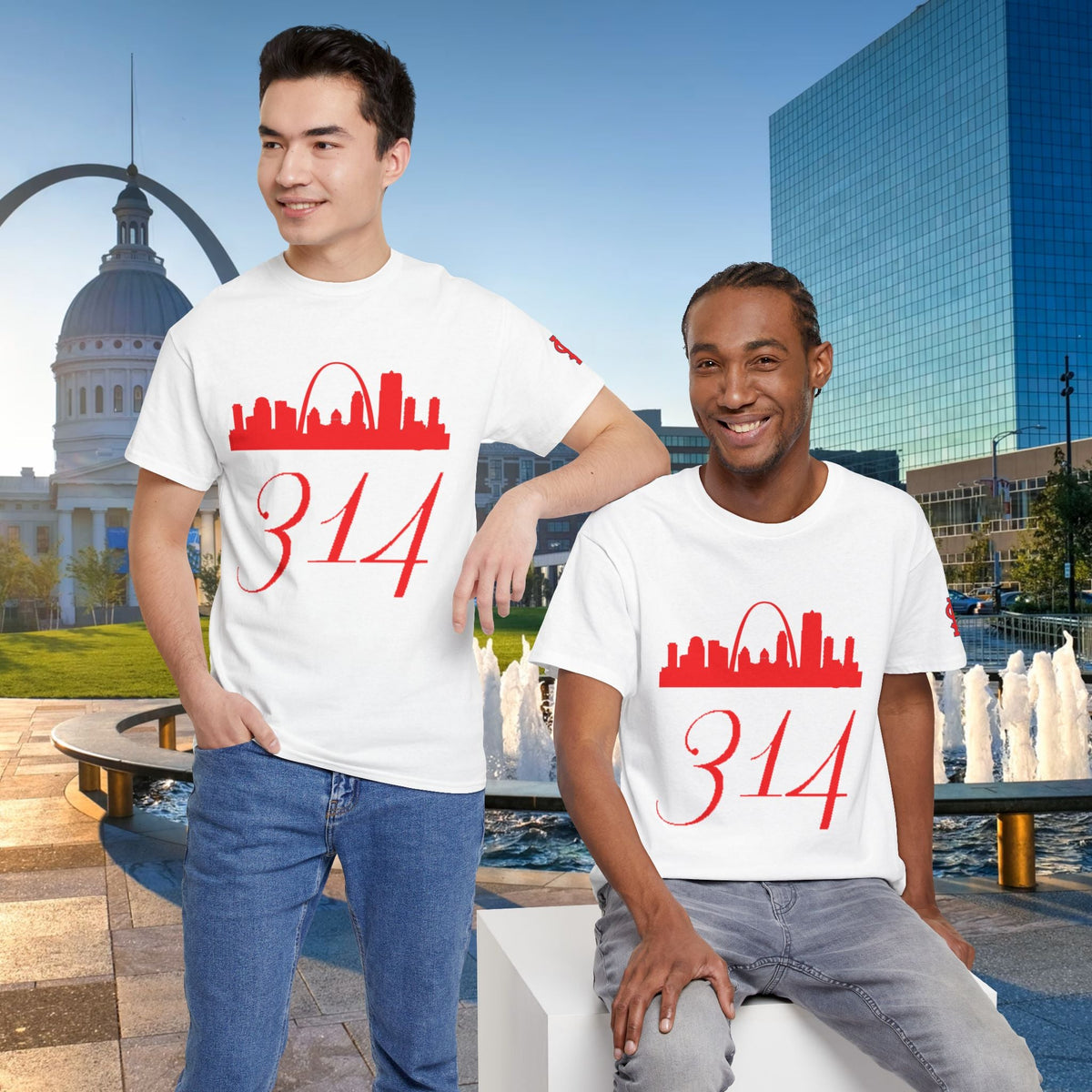 St. Louis 314 Skyline Tee — Red Gateway Arch City Number T-Shirt - 314 Originals