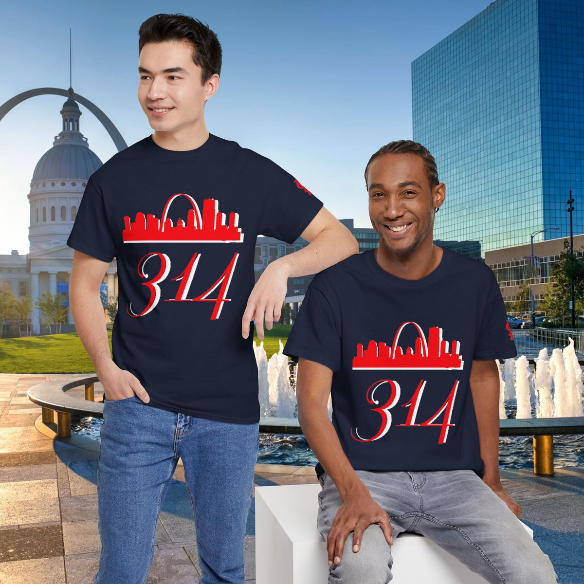 St. Louis 314 Skyline Tee — Red Gateway Arch City Number T-Shirt - 314 Originals