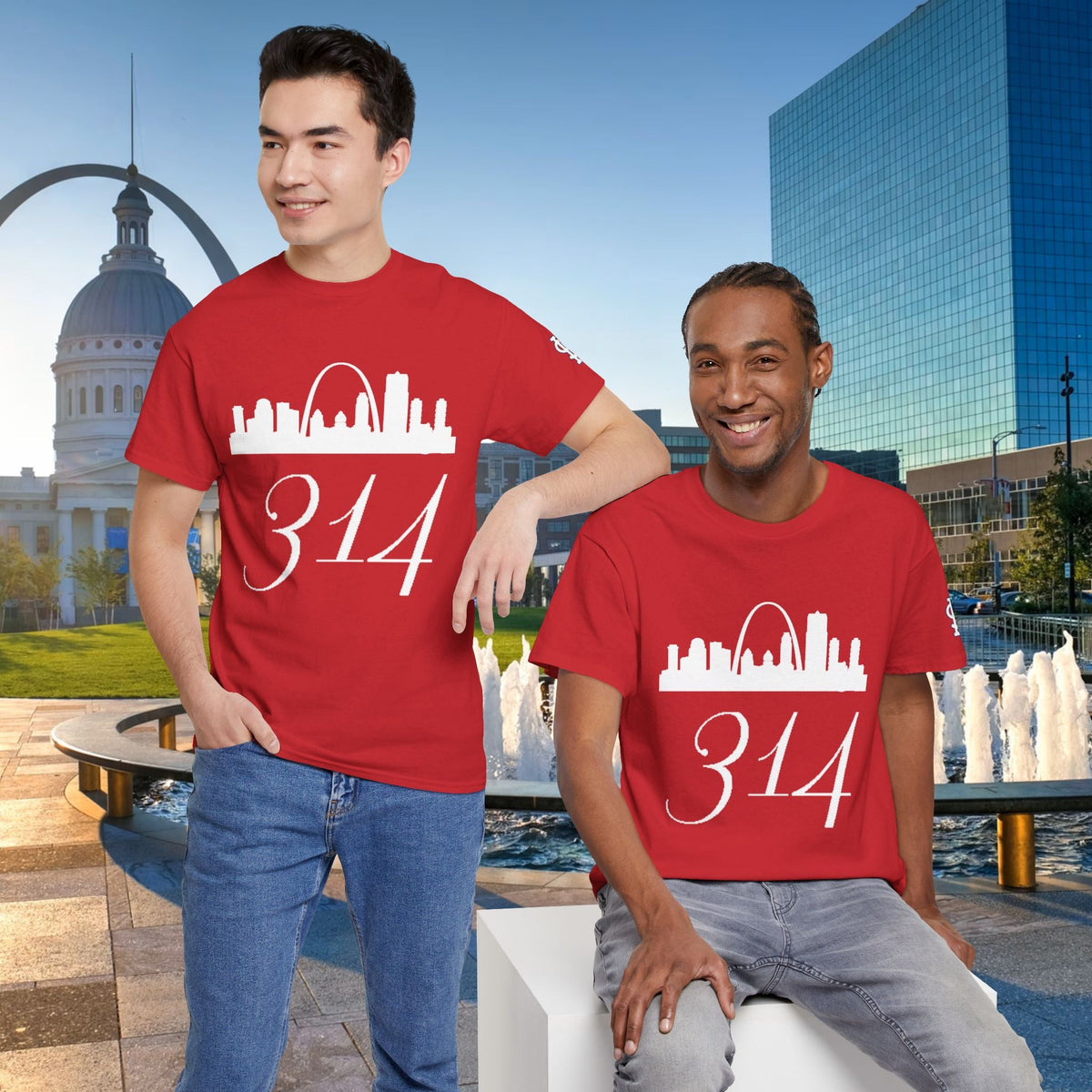St. Louis 314 Skyline Tee — Red Gateway Arch City Number T-Shirt - 314 Originals