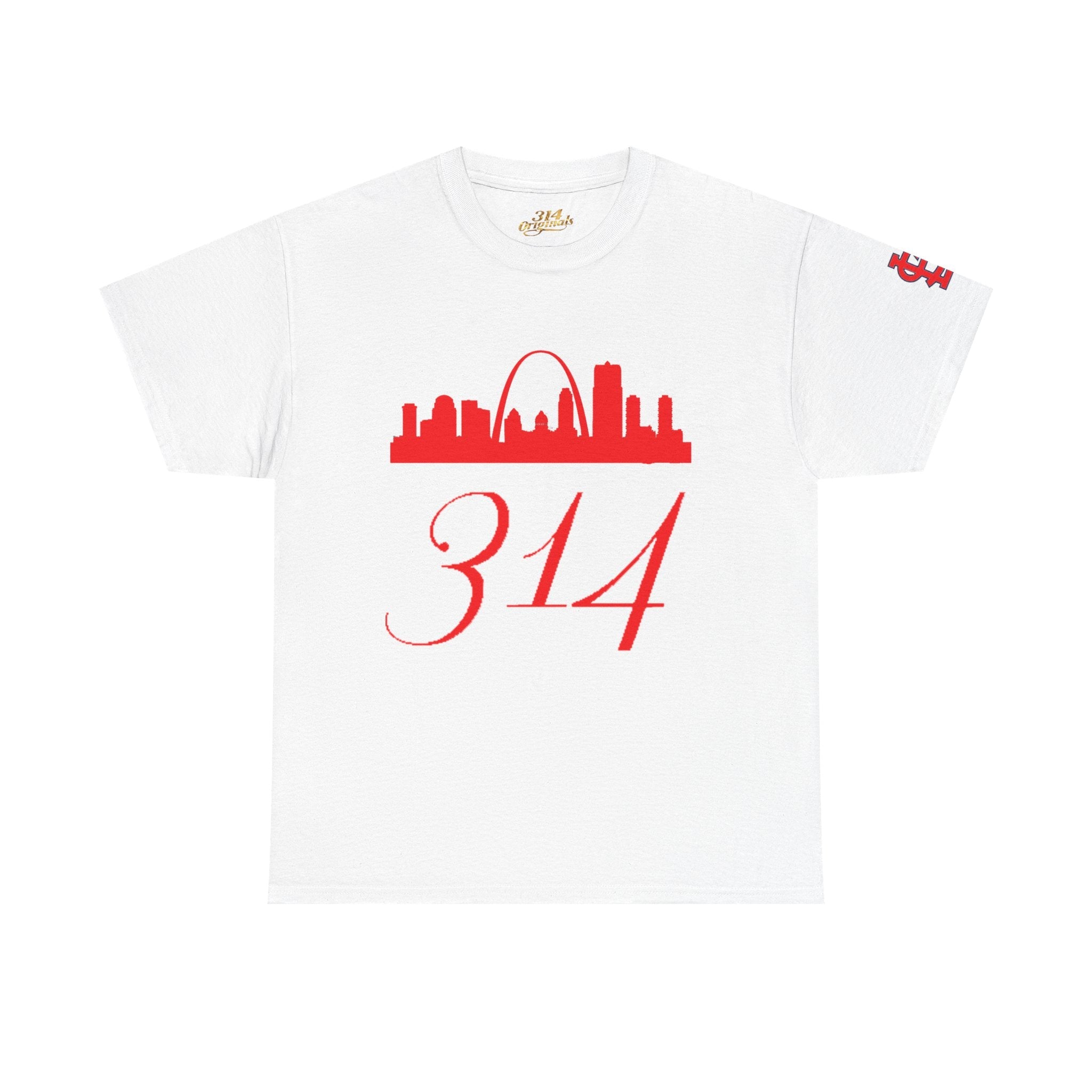 St. Louis 314 Skyline Tee — Red Gateway Arch City Number T-Shirt - 314 Originals