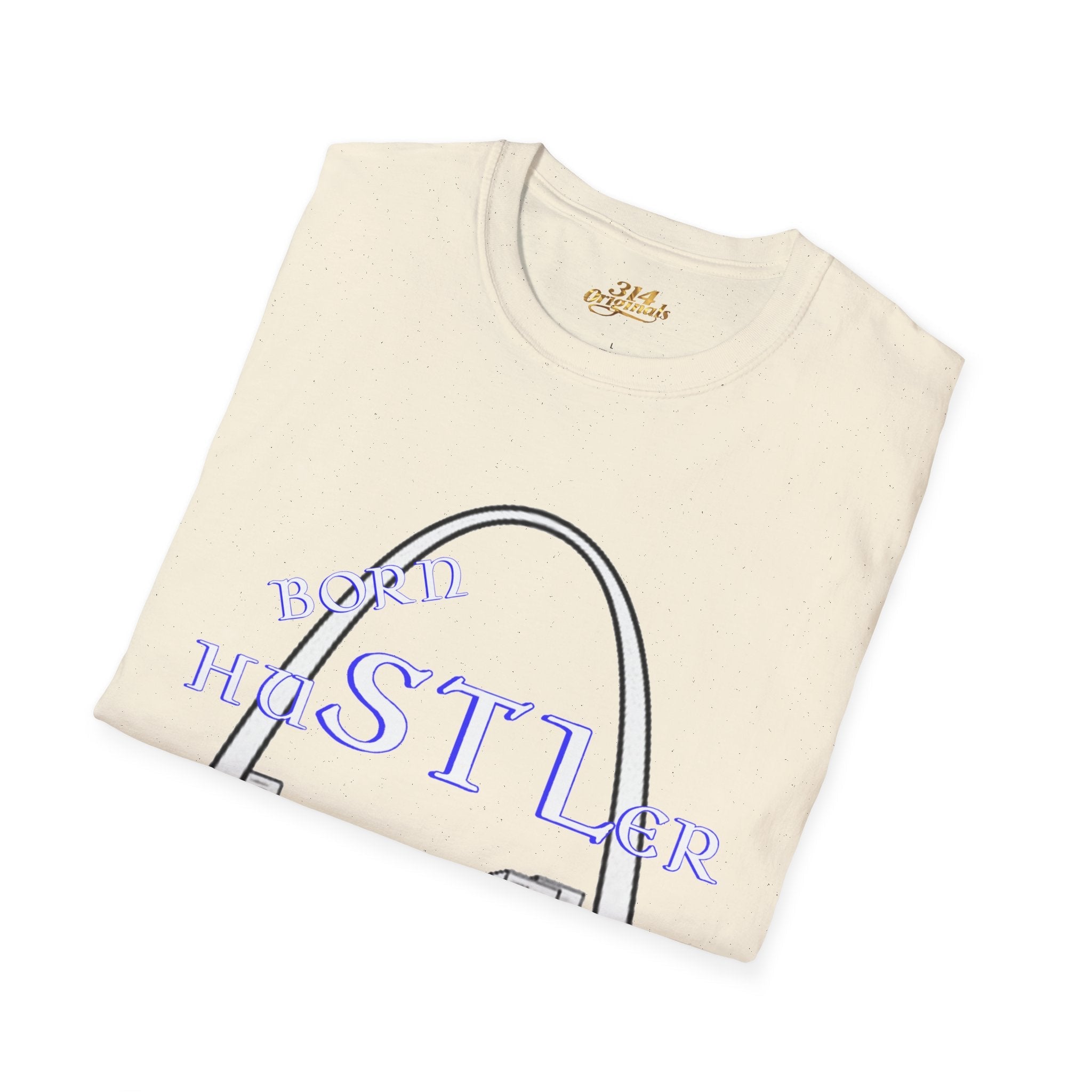 St. Louis Arch Skyline Tee — Born Hustler Front, 314 Originals Back - 314 Originals