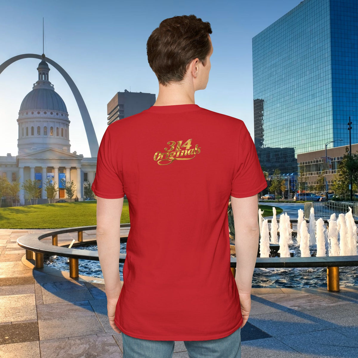 St. Louis Arch Skyline Tee — Born Hustler Front, 314 Originals Back - 314 Originals