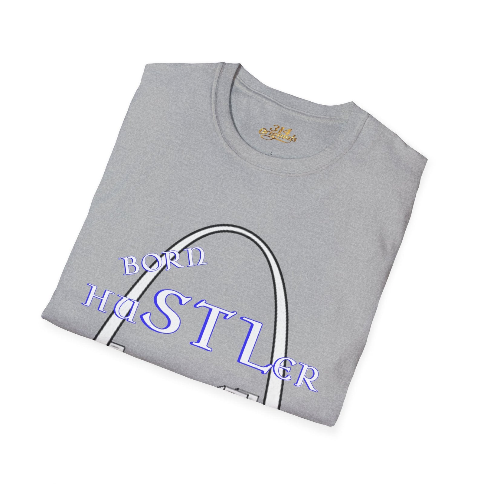 St. Louis Arch Skyline Tee — Born Hustler Front, 314 Originals Back - 314 Originals