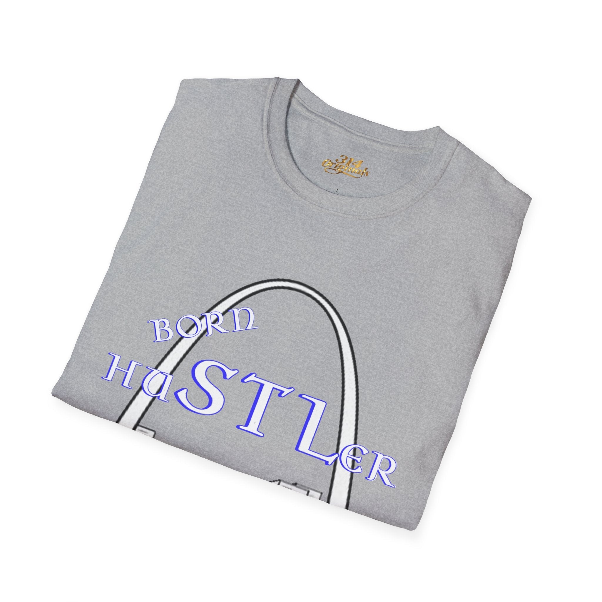 St. Louis Arch Skyline Tee — Born Hustler Front, 314 Originals Back - 314 Originals