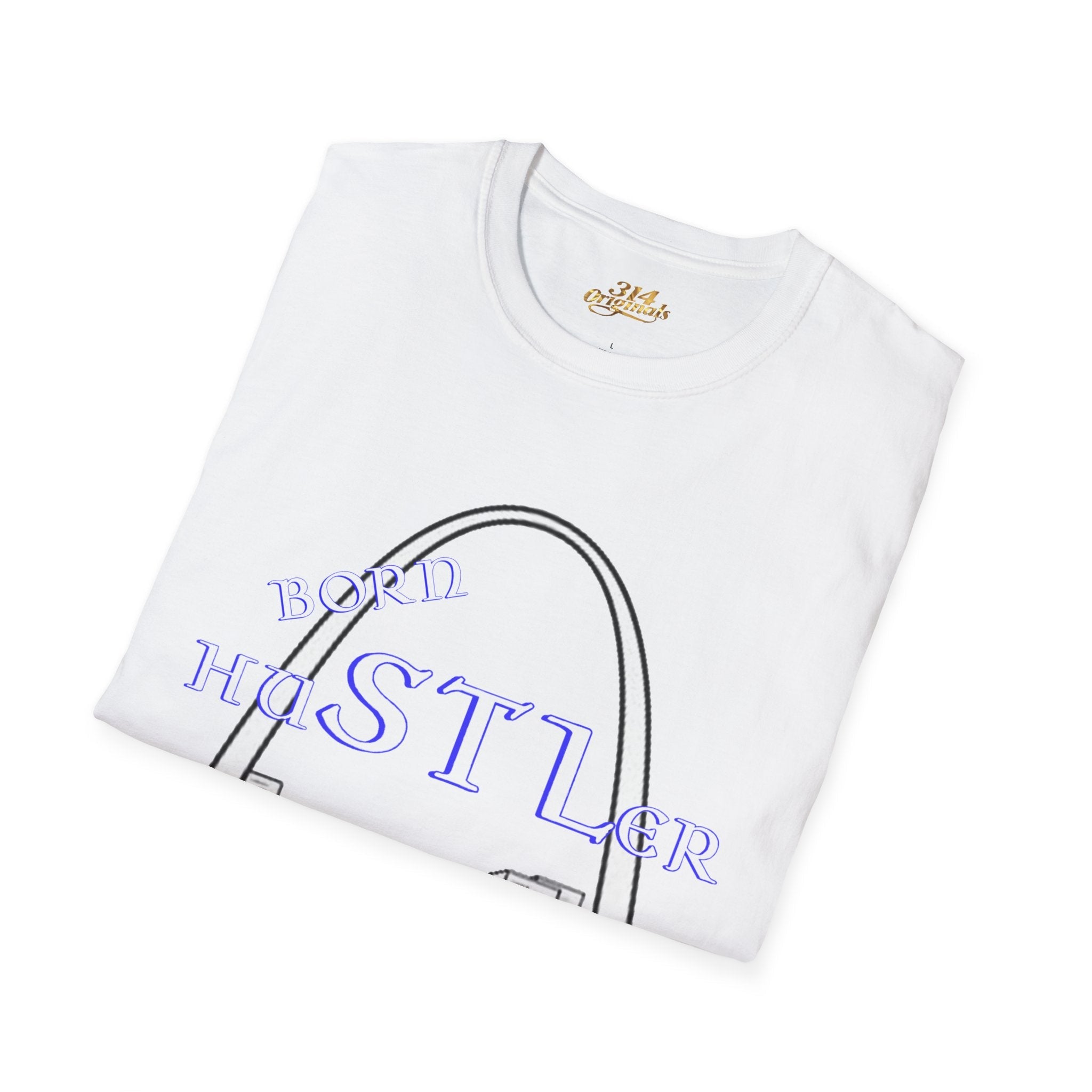 St. Louis Arch Skyline Tee — Born Hustler Front, 314 Originals Back - 314 Originals