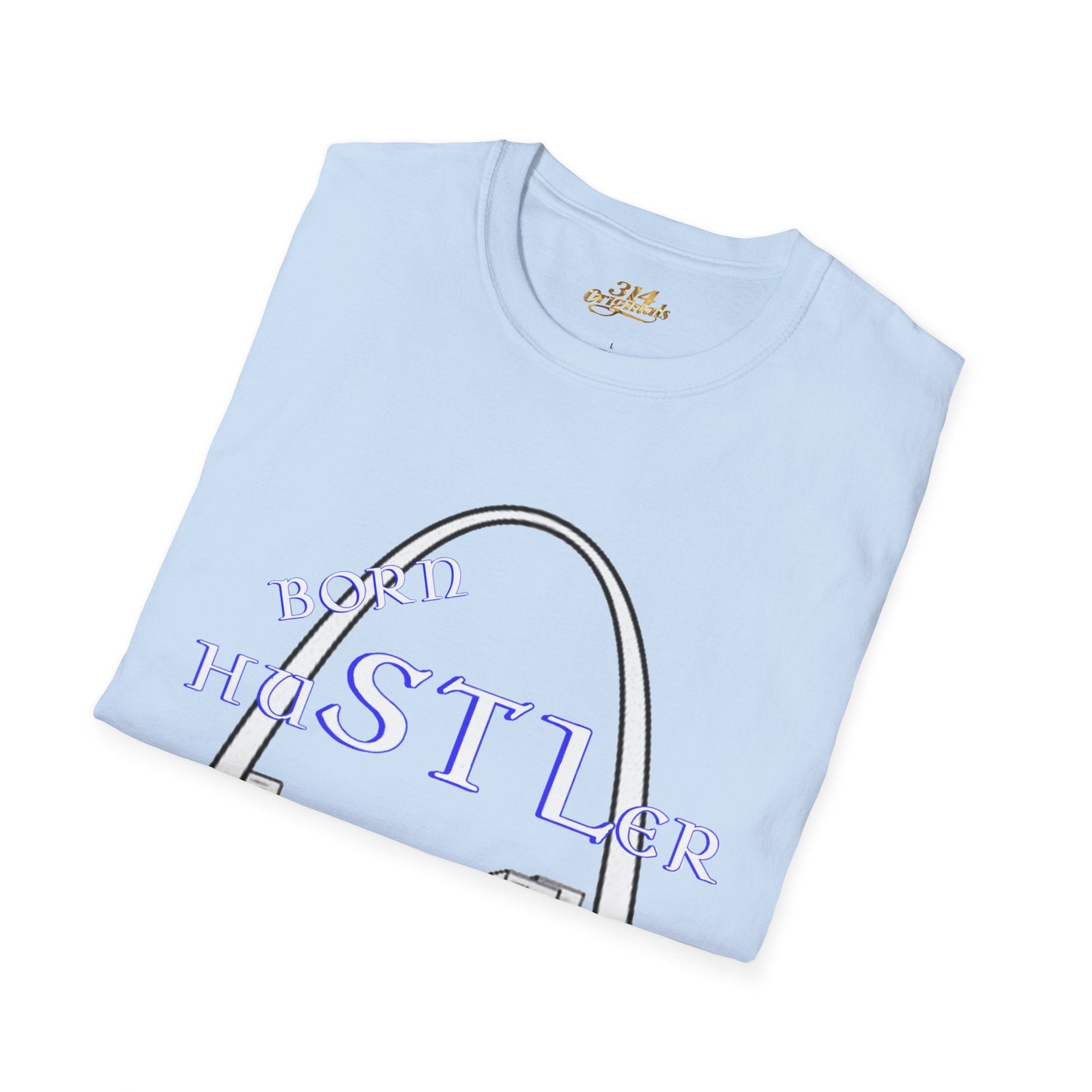 St. Louis Arch Skyline Tee — Born Hustler Front, 314 Originals Back - 314 Originals
