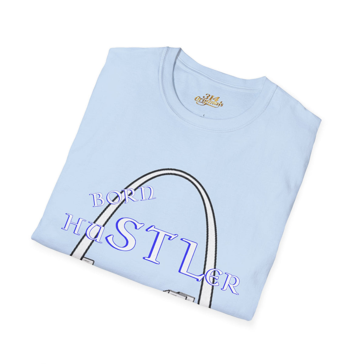 St. Louis Arch Skyline Tee — Born Hustler Front, 314 Originals Back - 314 Originals