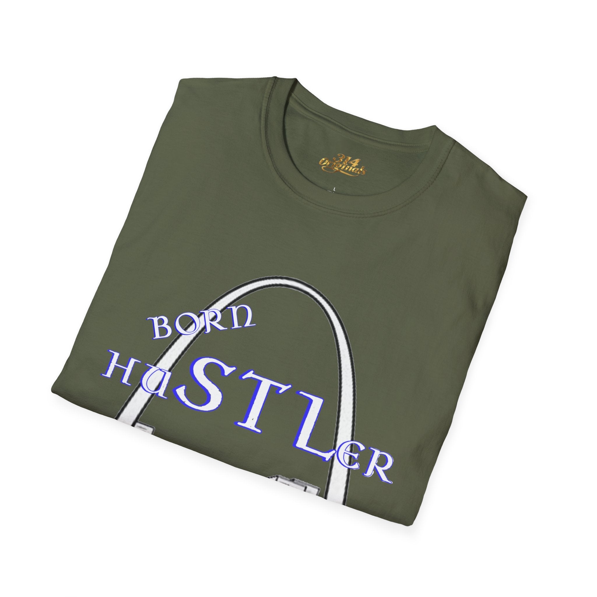St. Louis Arch Skyline Tee — Born Hustler Front, 314 Originals Back - 314 Originals