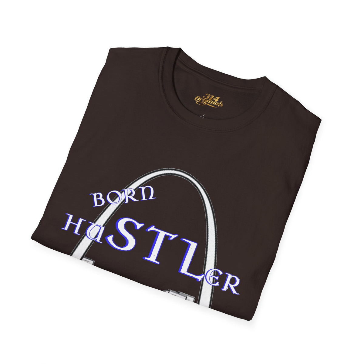 St. Louis Arch Skyline Tee — Born Hustler Front, 314 Originals Back - 314 Originals