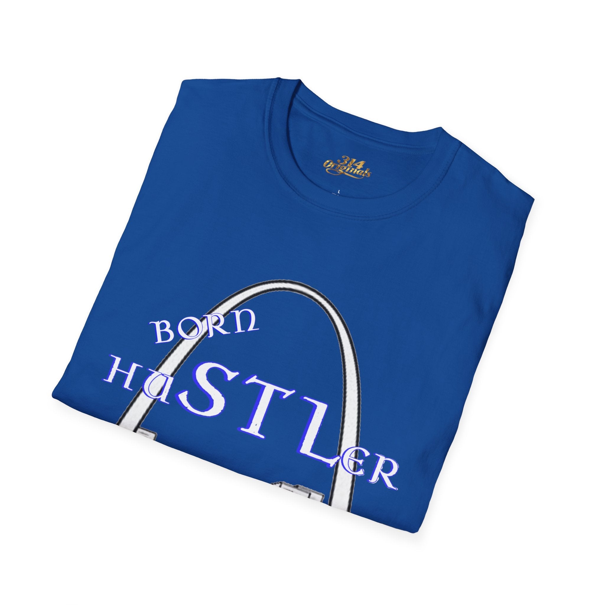 St. Louis Arch Skyline Tee — Born Hustler Front, 314 Originals Back - 314 Originals