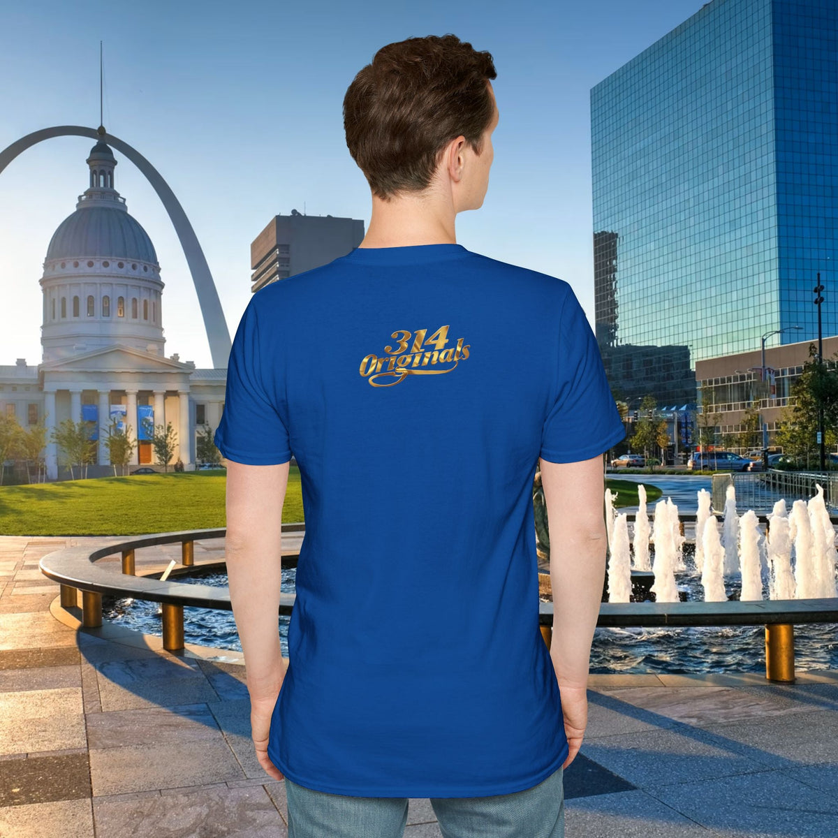 St. Louis Arch Skyline Tee — Born Hustler Front, 314 Originals Back - 314 Originals
