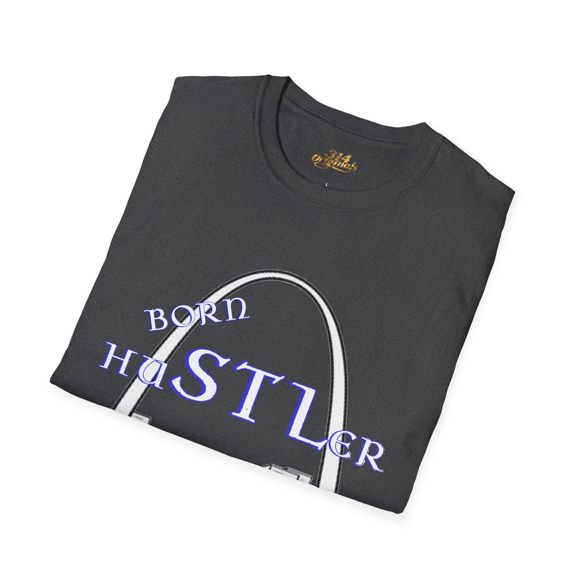 St. Louis Arch Skyline Tee — Born Hustler Front, 314 Originals Back - 314 Originals