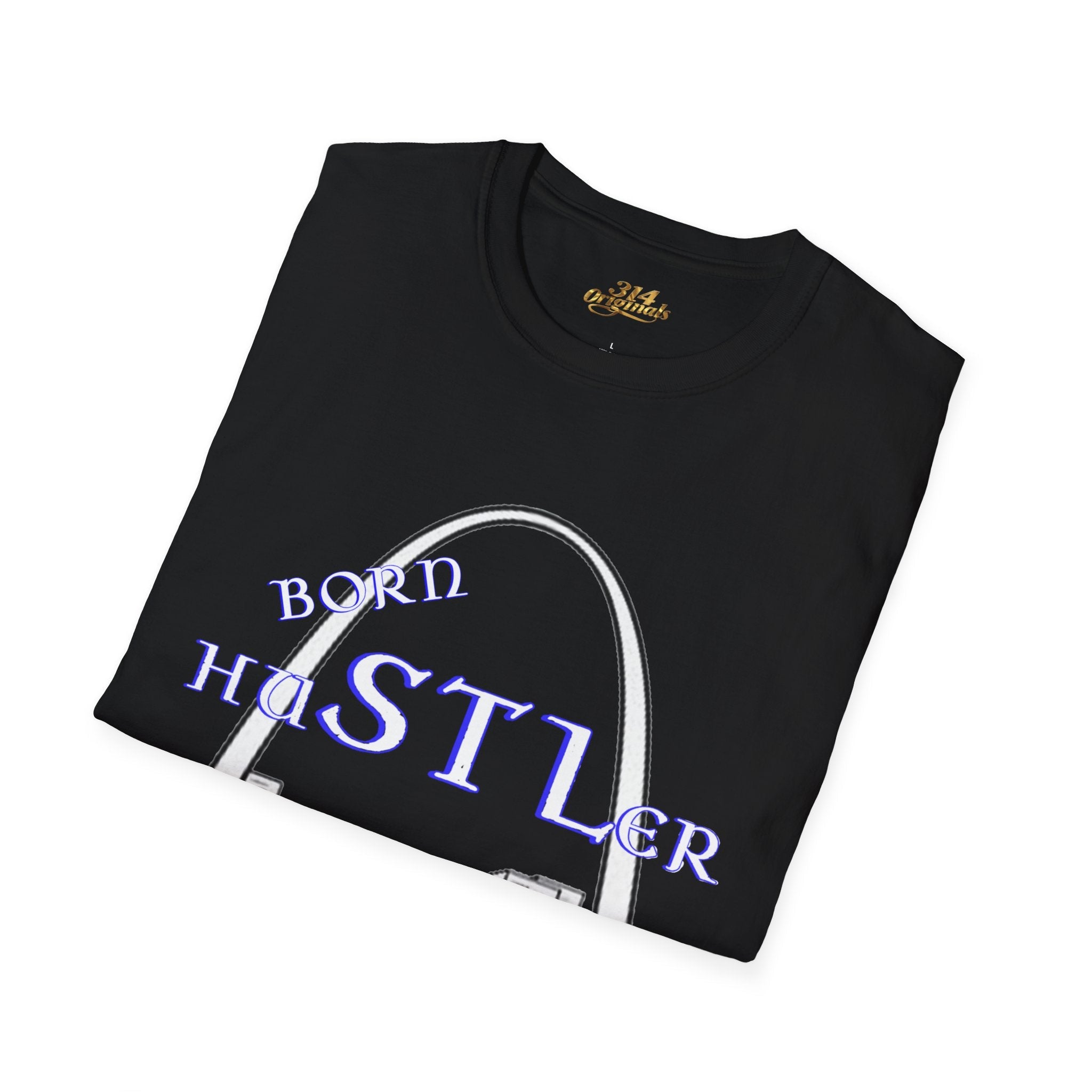 St. Louis Arch Skyline Tee — Born Hustler Front, 314 Originals Back - 314 Originals