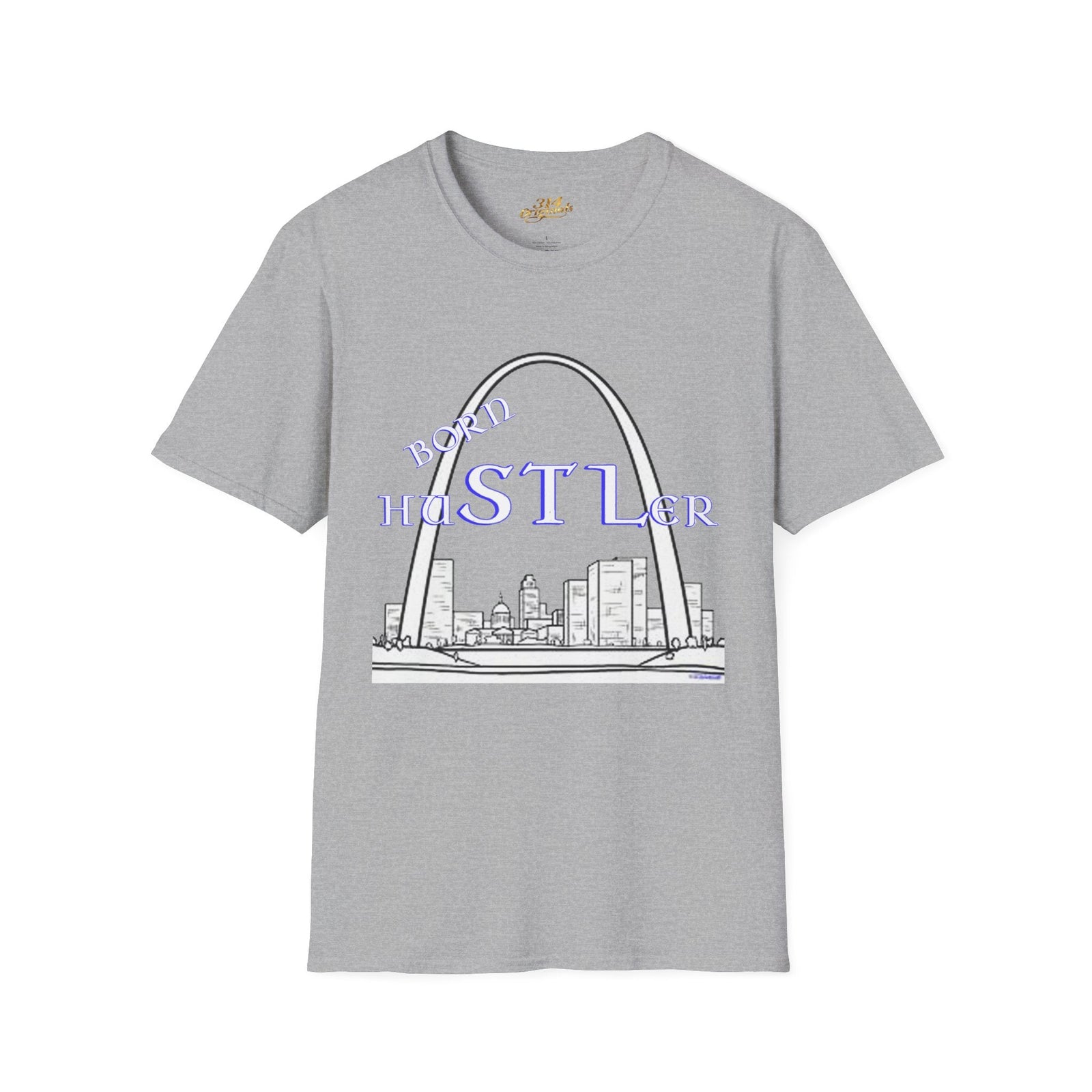 St. Louis Arch Skyline Tee — Born Hustler Front, 314 Originals Back - 314 Originals