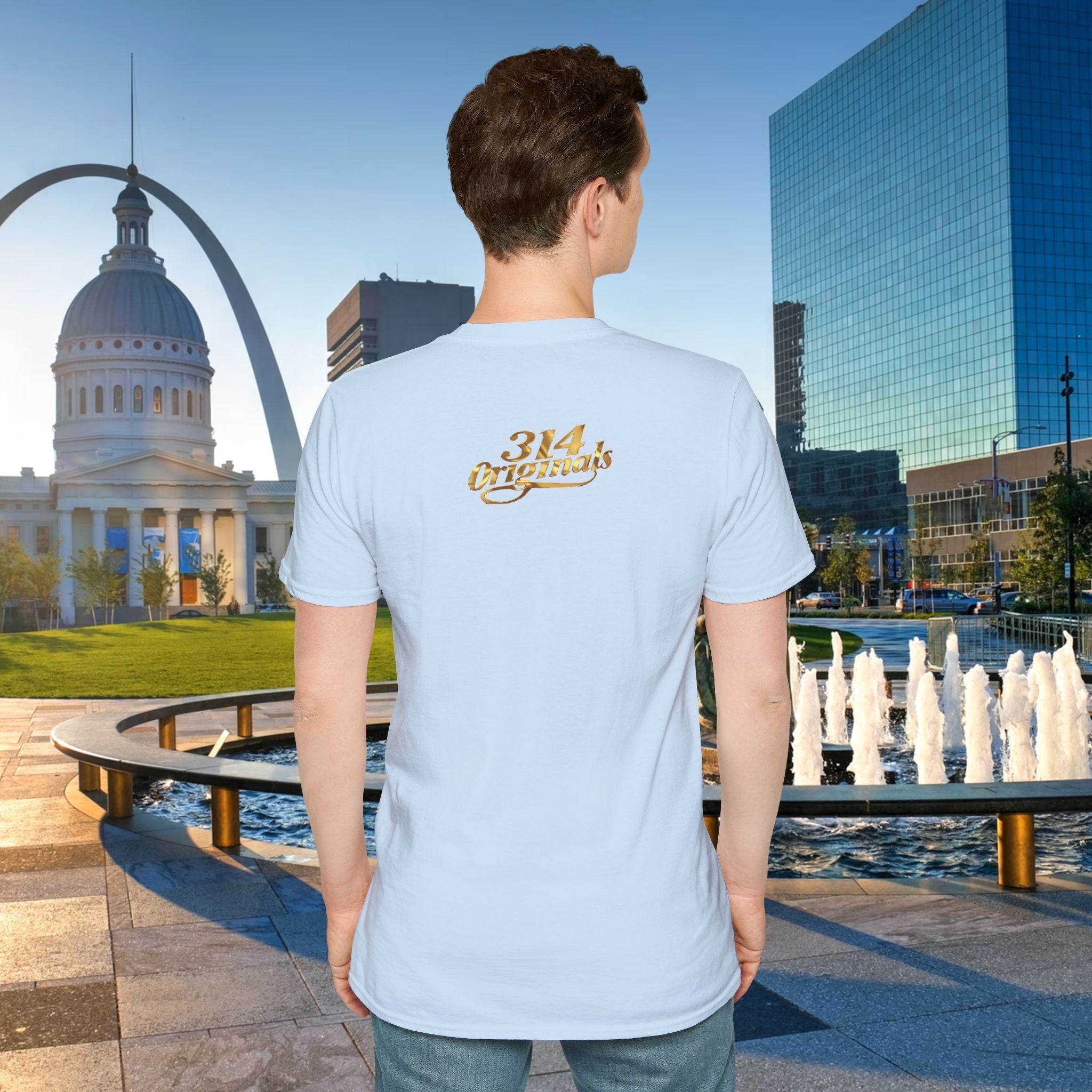 St. Louis Arch Skyline Tee — Born Hustler Front, 314 Originals Back - 314 Originals