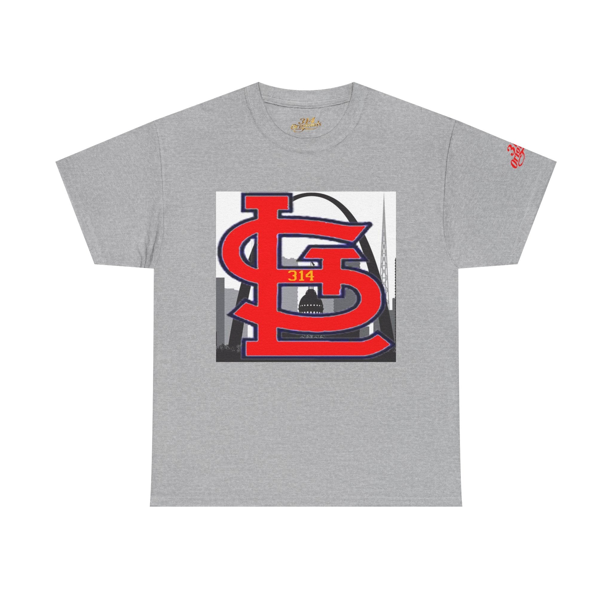 St. Louis Skyline Tee — Red STL Lettering Graphic T-Shirt - 314 Originals