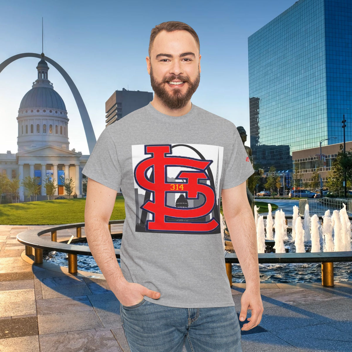 St. Louis Skyline Tee — Red STL Lettering Graphic T-Shirt - 314 Originals