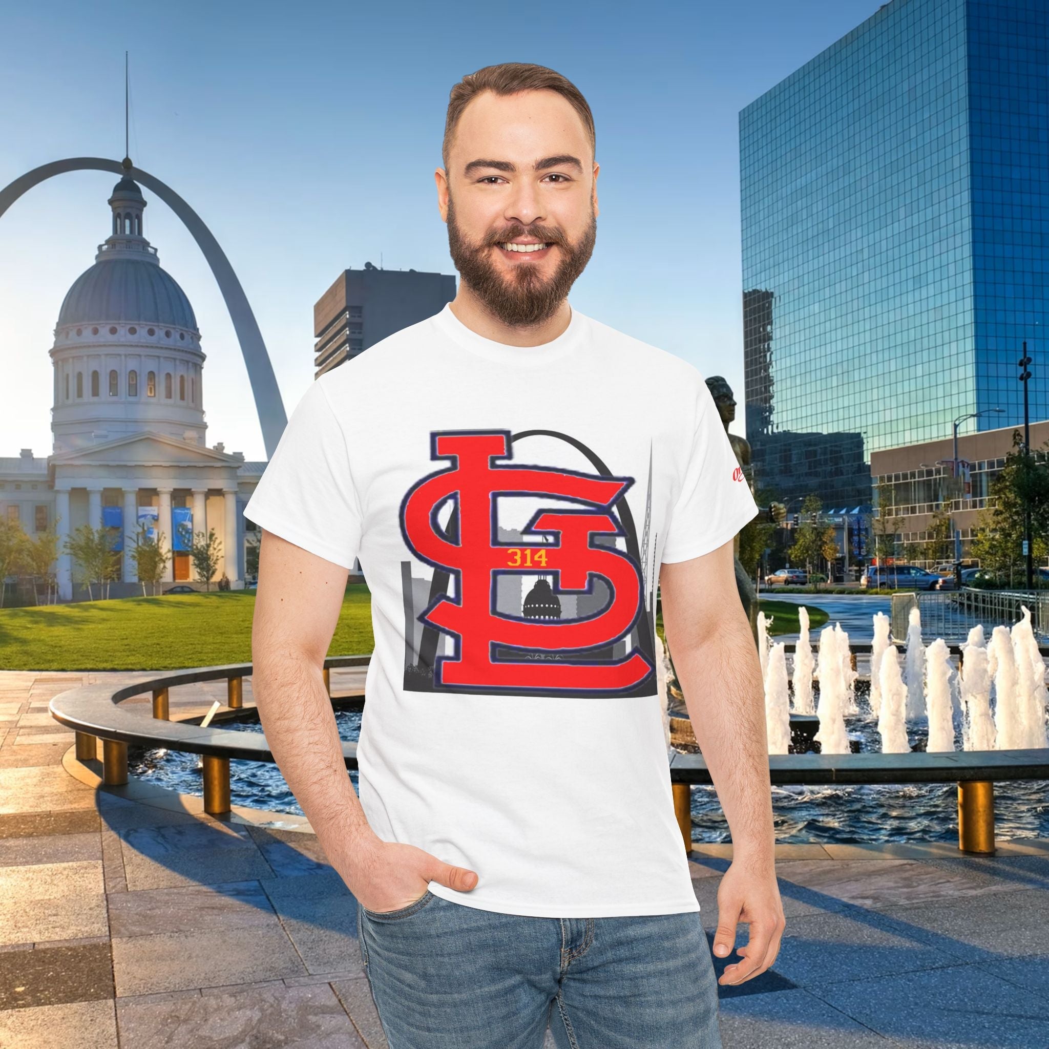 St. Louis Skyline Tee — Red STL Lettering Graphic T-Shirt - 314 Originals