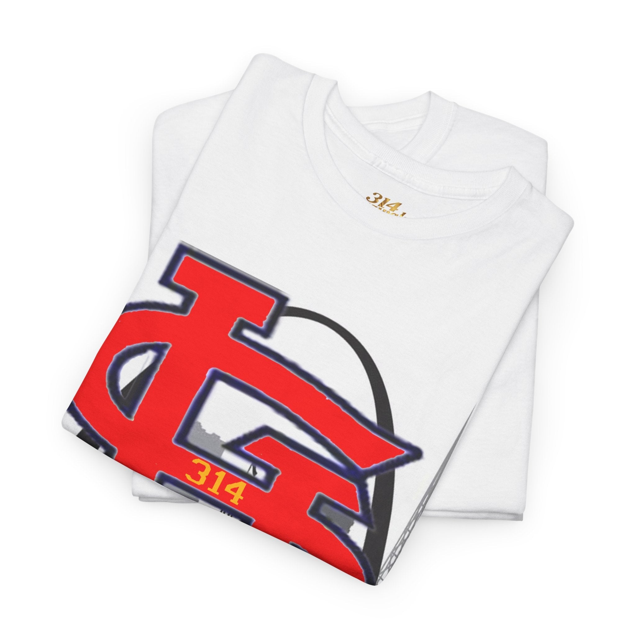 St. Louis Skyline Tee — Red STL Lettering Graphic T-Shirt - 314 Originals