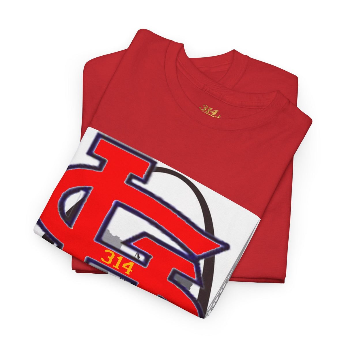 St. Louis Skyline Tee — Red STL Lettering Graphic T-Shirt - 314 Originals