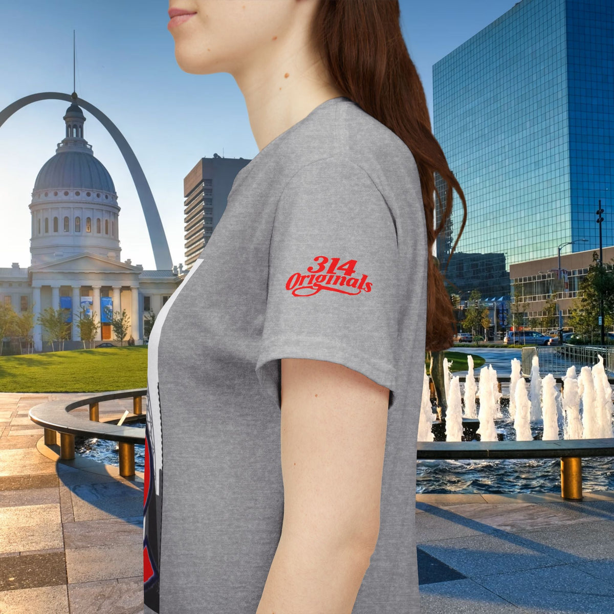 St. Louis Skyline Tee — Red STL Lettering Graphic T-Shirt - 314 Originals