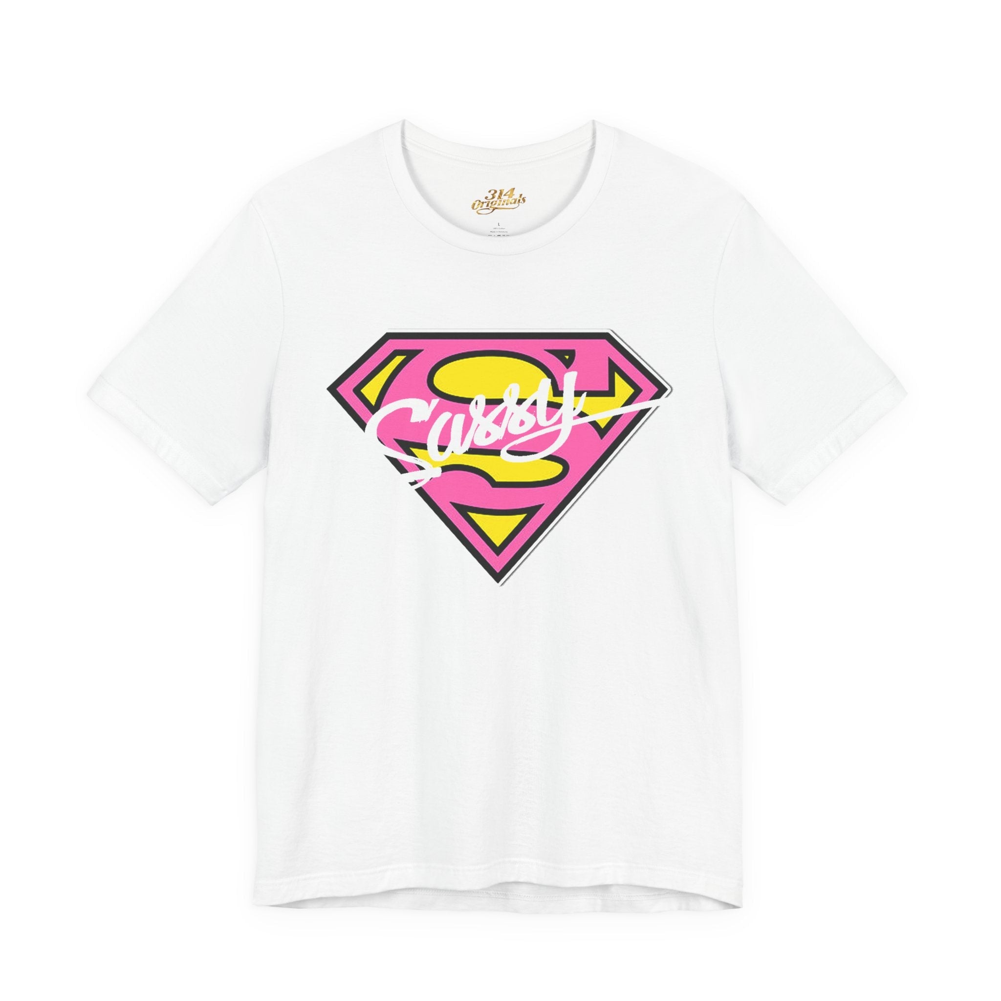 Super Sassy Tee — Pink & Yellow S Badge Graphic T-Shirt - 314 Originals