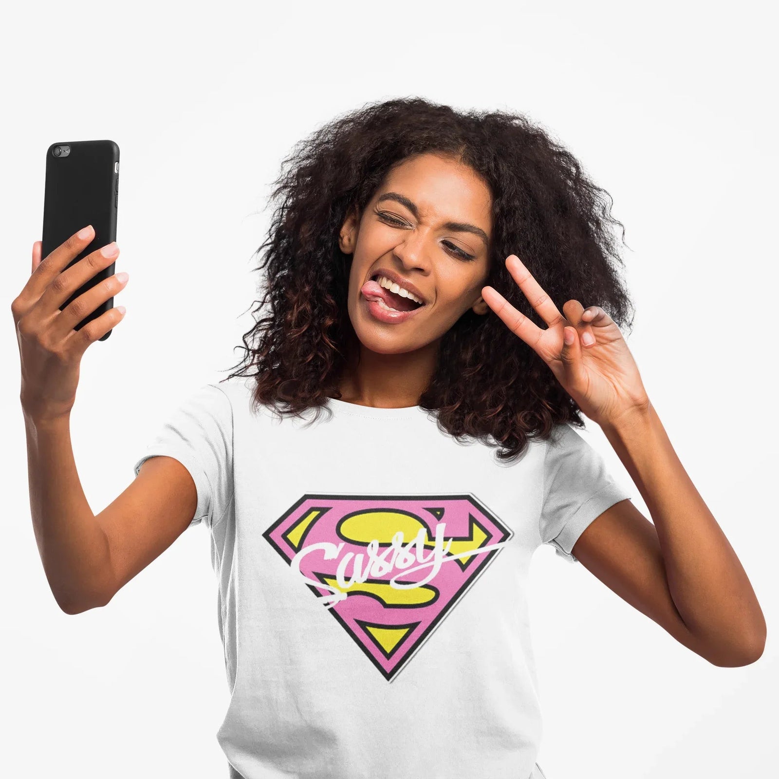 Super Sassy Tee — Pink & Yellow S Badge Graphic T-Shirt - 314 Originals