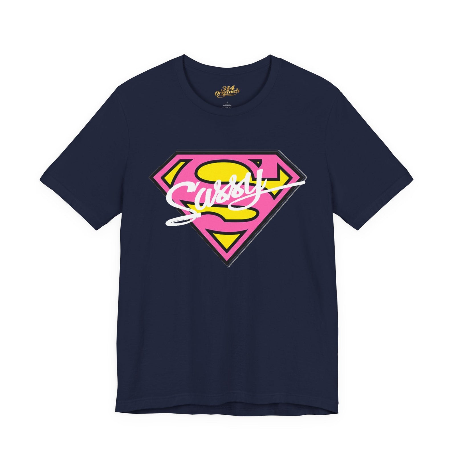 Super Sassy Tee — Pink & Yellow S Badge Graphic T-Shirt - 314 Originals