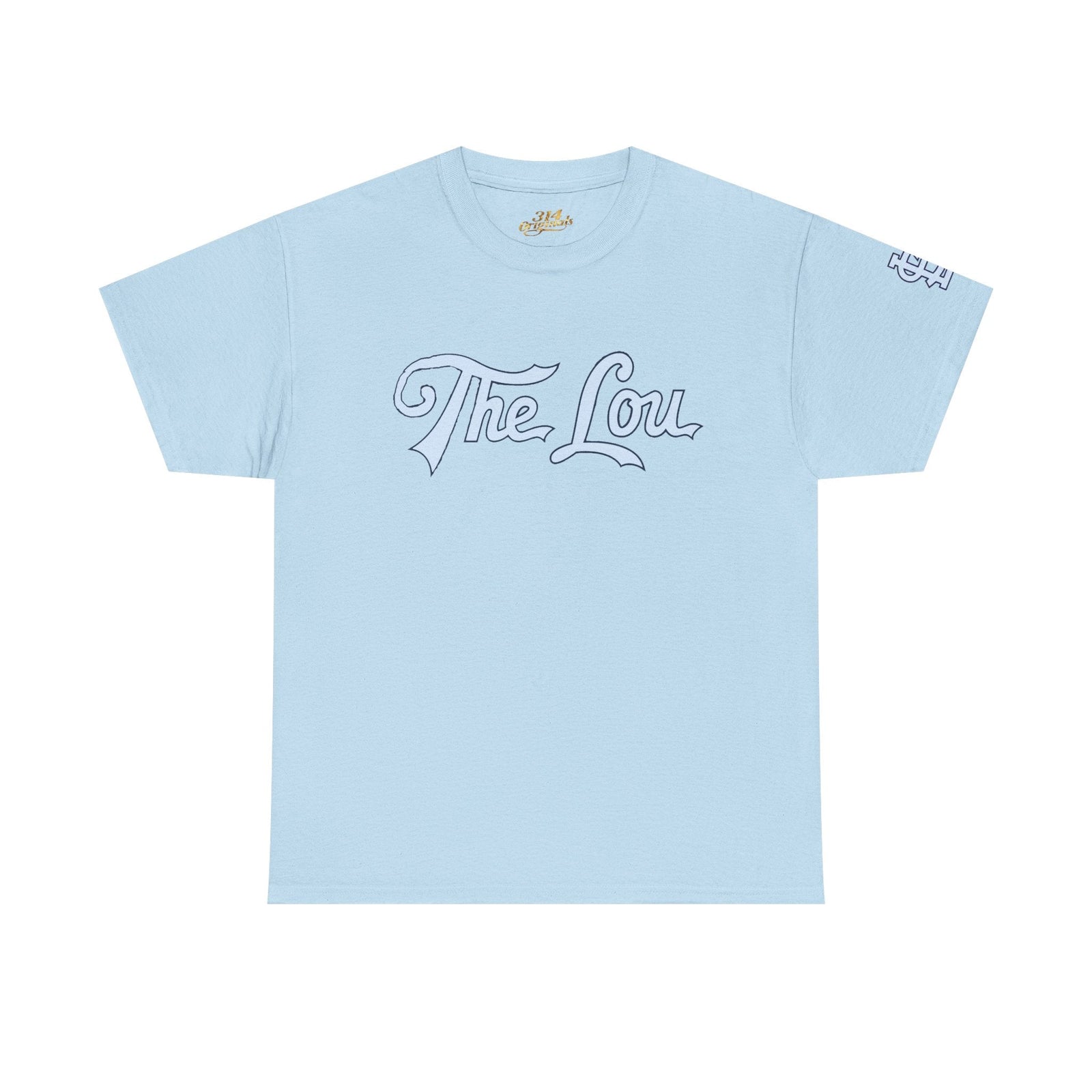 The Lou Script Light Blue Tee — Vintage Script Graphic T-Shirt - 314 Originals