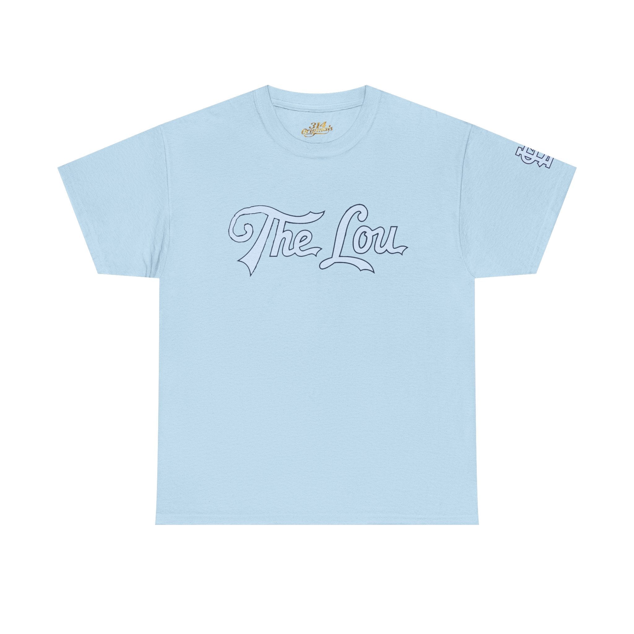 The Lou Script Light Blue Tee — Vintage Script Graphic T-Shirt - 314 Originals