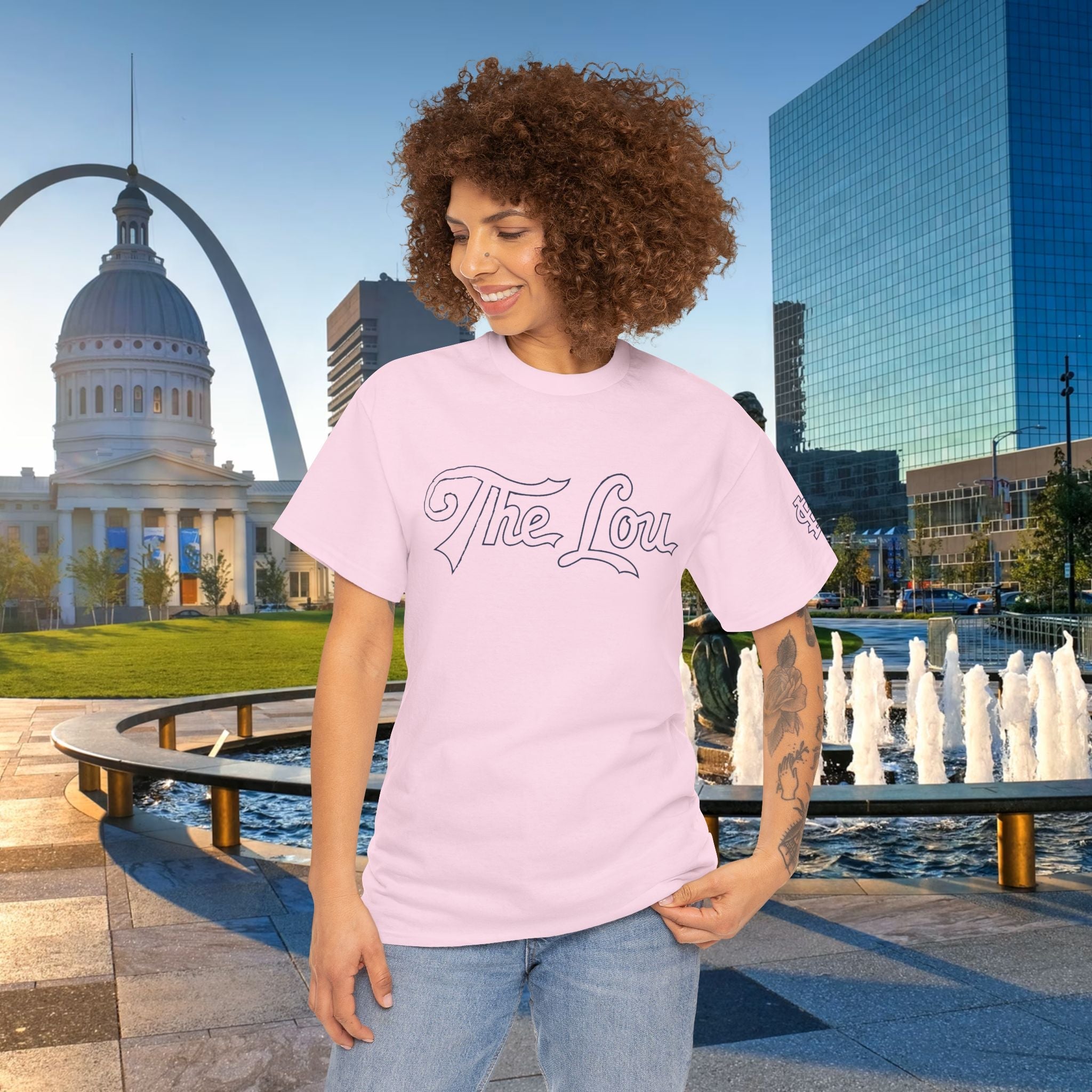 The Lou Script Pink Tee — Vintage Script Graphic T-Shirt - 314 Originals