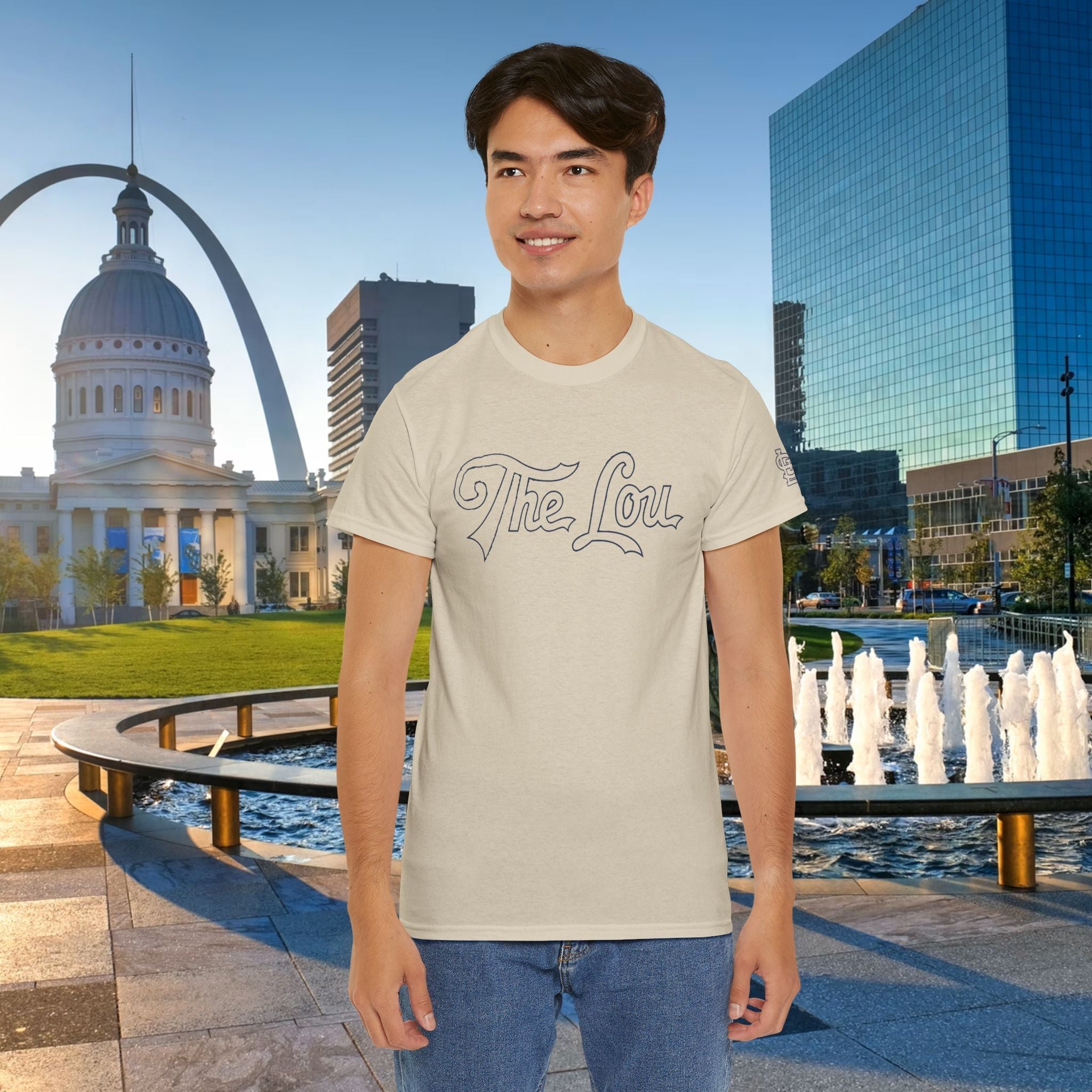 The Lou Script Sand Tee — Vintage Script Graphic T-Shirt - 314 Originals
