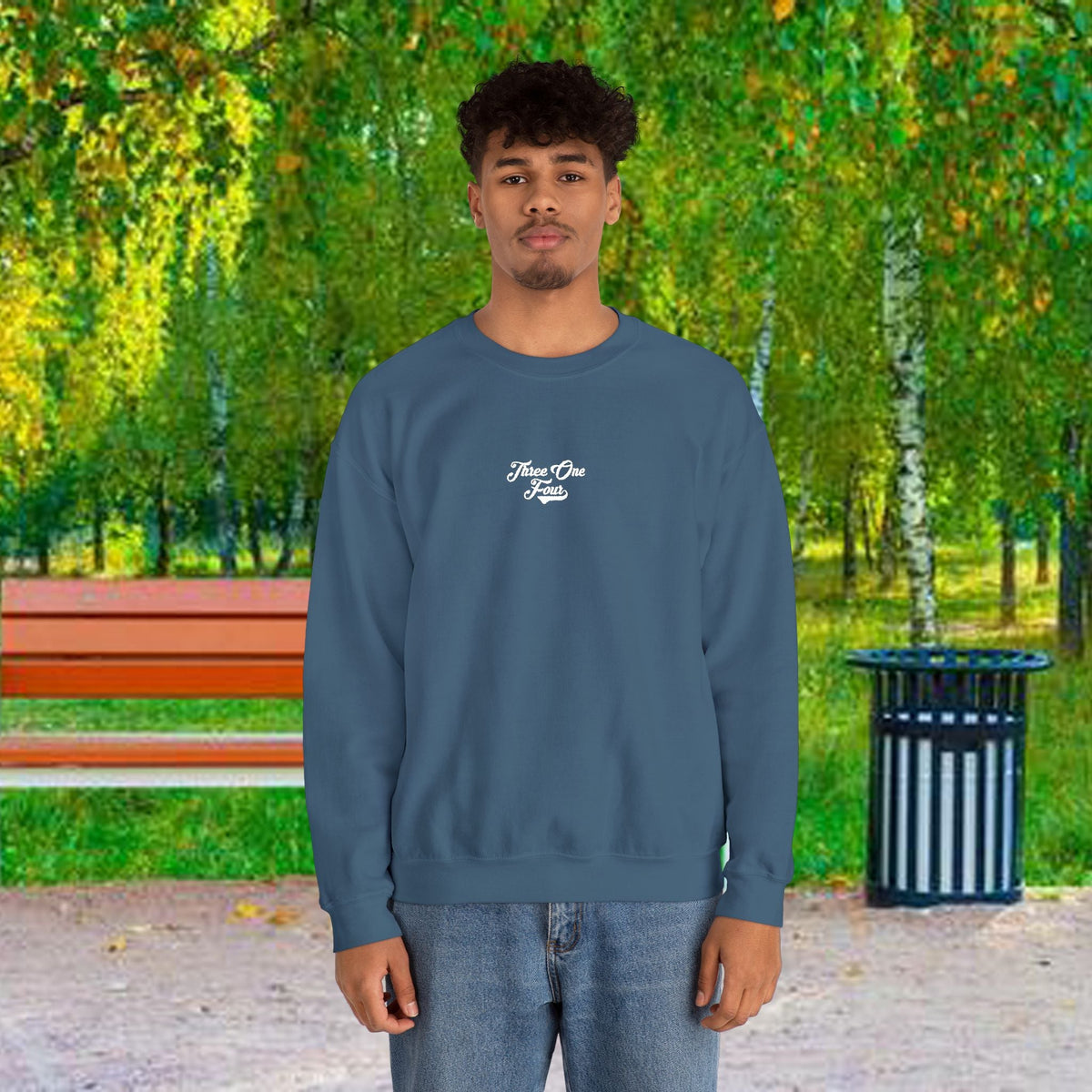 Three One Four Crewneck Sweatshirt — Minimal Script Chest Logo - 314 Originals