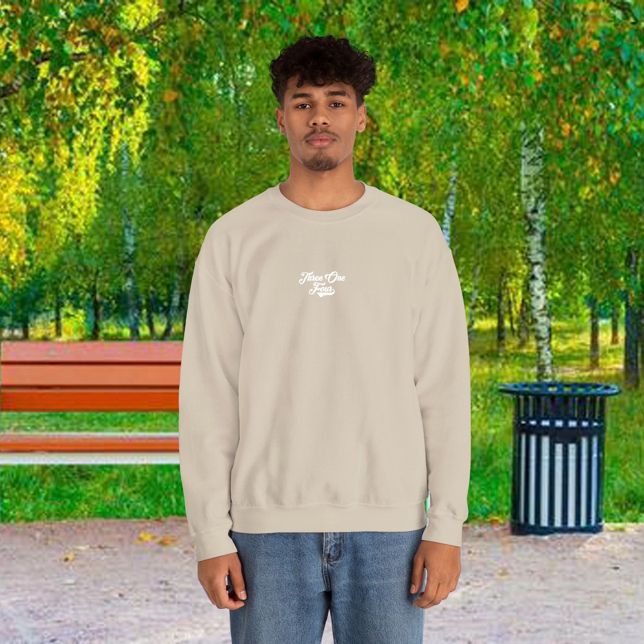Three One Four Crewneck Sweatshirt — Minimal Script Chest Logo - 314 Originals
