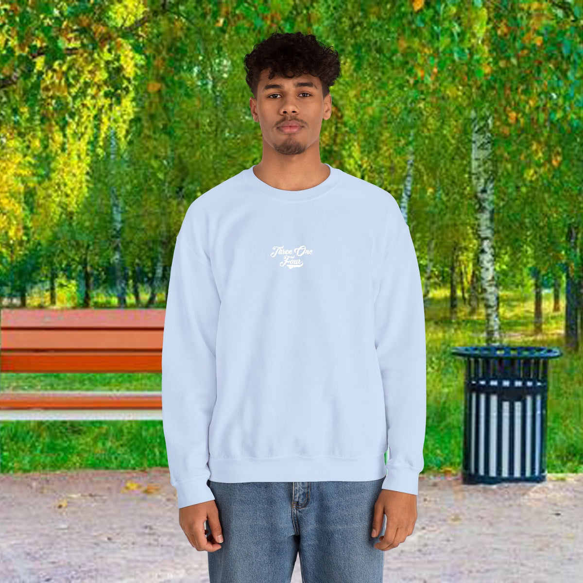 Three One Four Crewneck Sweatshirt — Minimal Script Chest Logo - 314 Originals