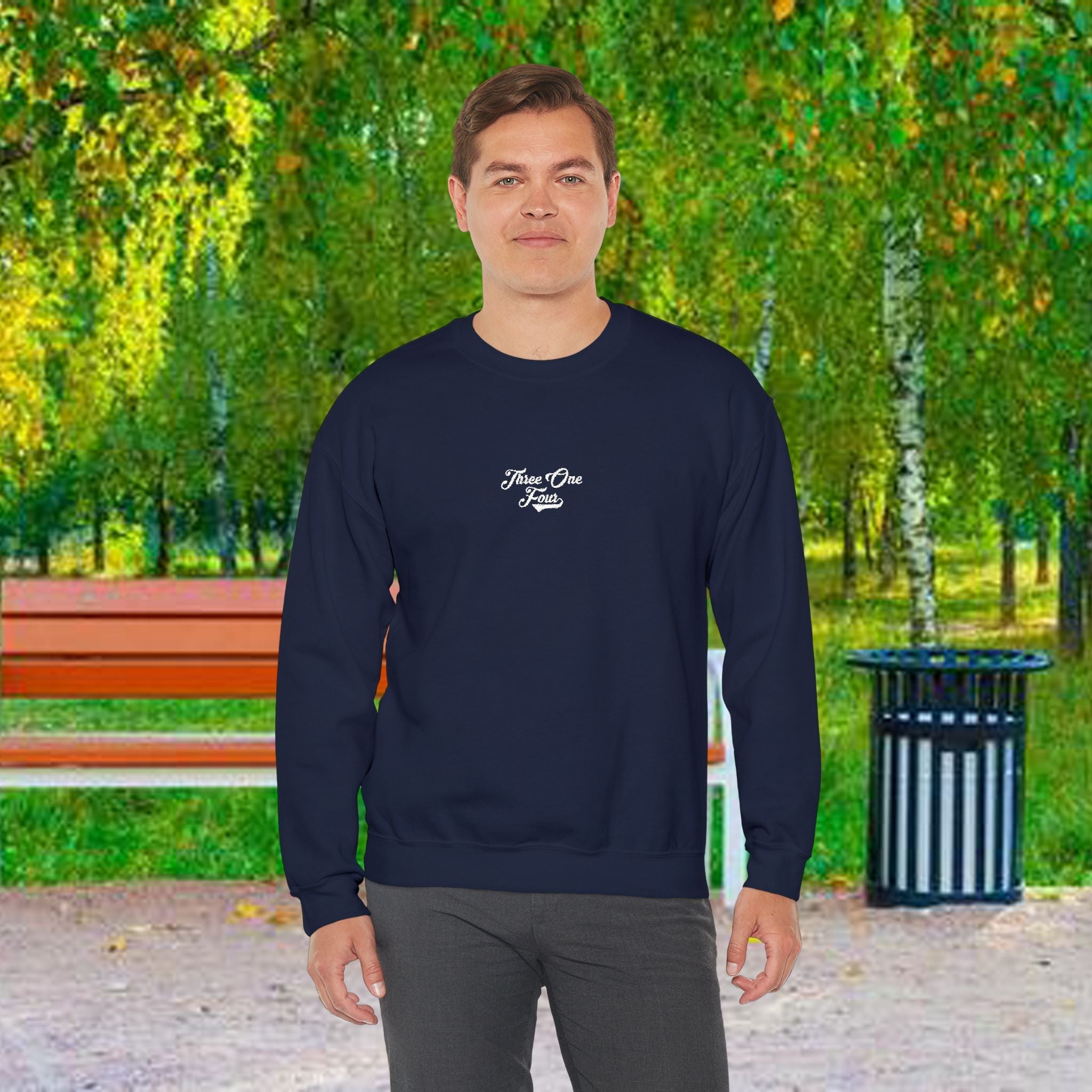 Three One Four Crewneck Sweatshirt — Minimal Script Chest Logo - 314 Originals
