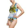 Tropical Palm Beach One-Piece Swimsuit — Scenic Beach Print - 314 Originals
