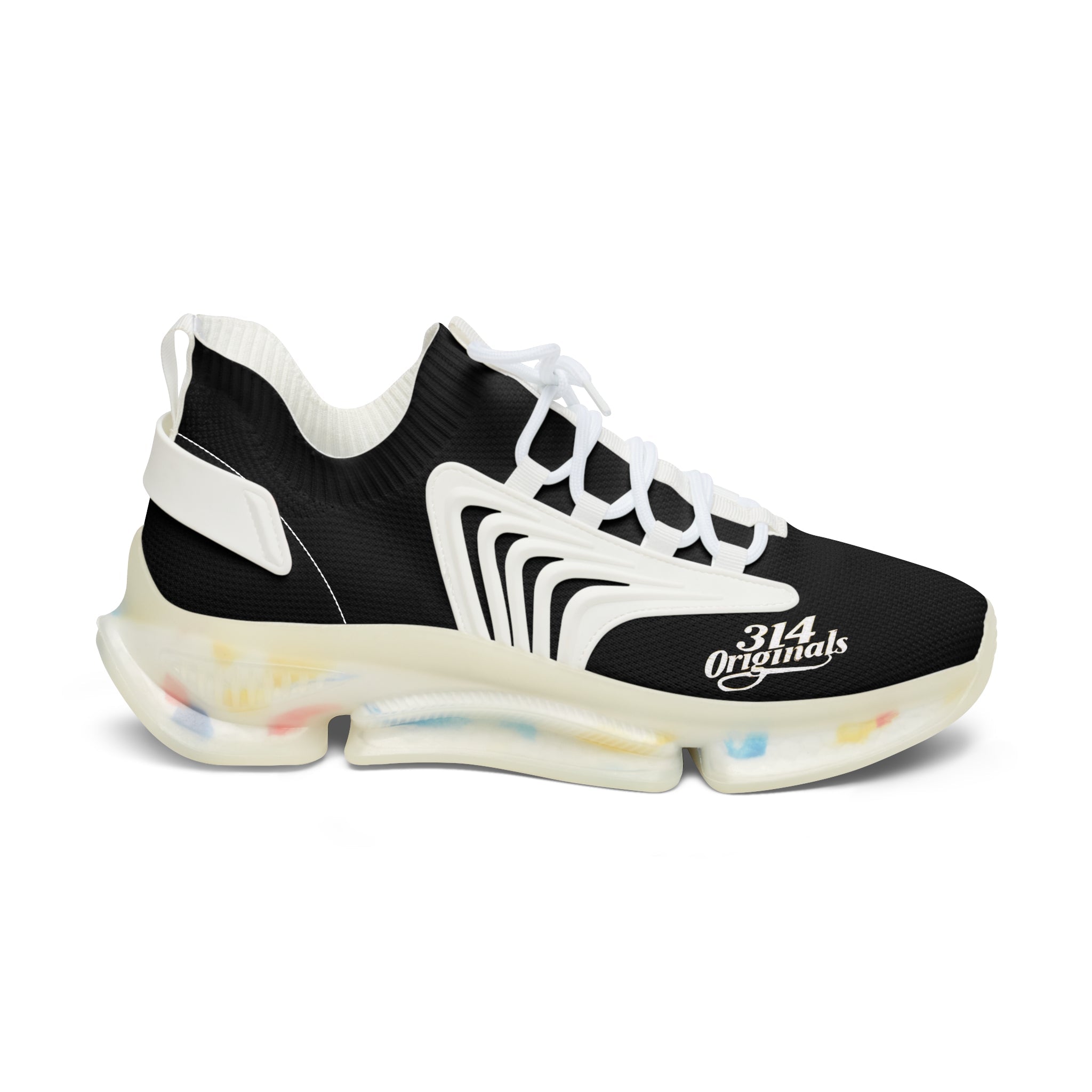 Women's Black Mesh Sneakers — Lightweight Athletic Running Shoes with '314 Originals' Accent - 314 Originals